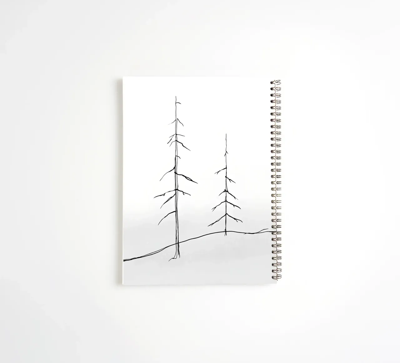 Bare Trees Minimalist Line Art Drawing spiral notebook by Viv Line Art