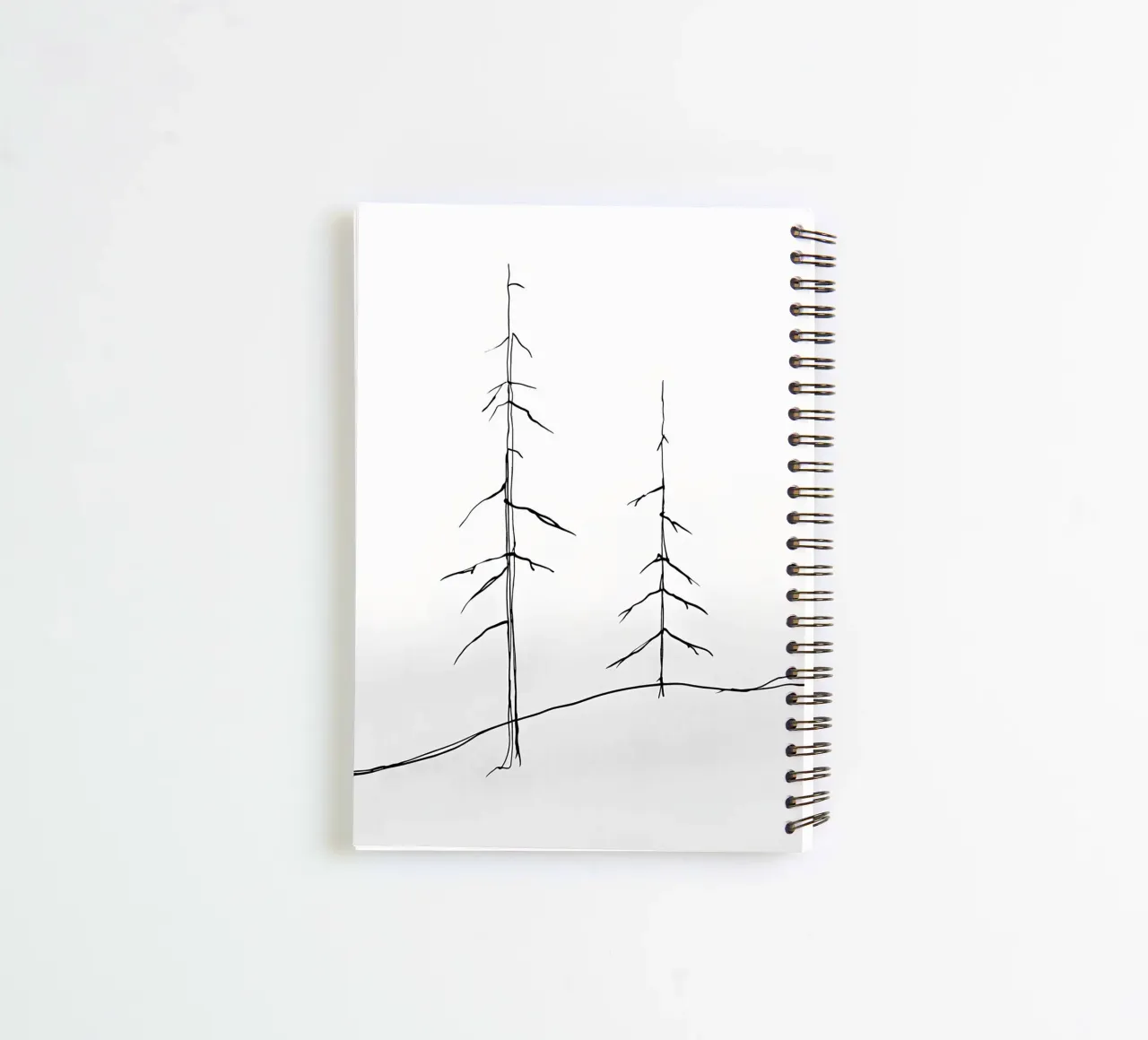 Bare Trees Minimalist Line Art Drawing spiral notebook by Viv Line Art