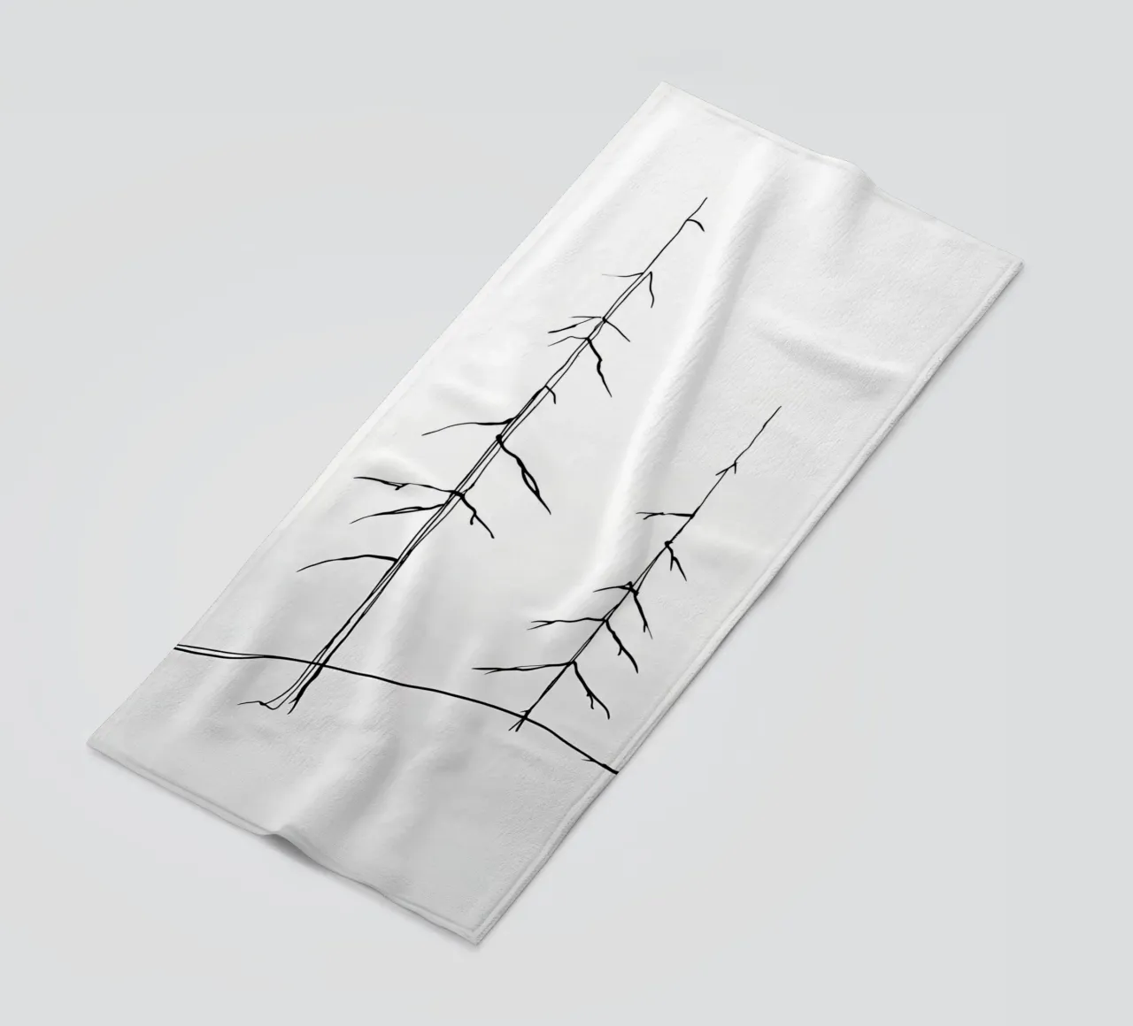 Bare Trees Minimalist Line Art Drawing beach towel by Viv Line Art