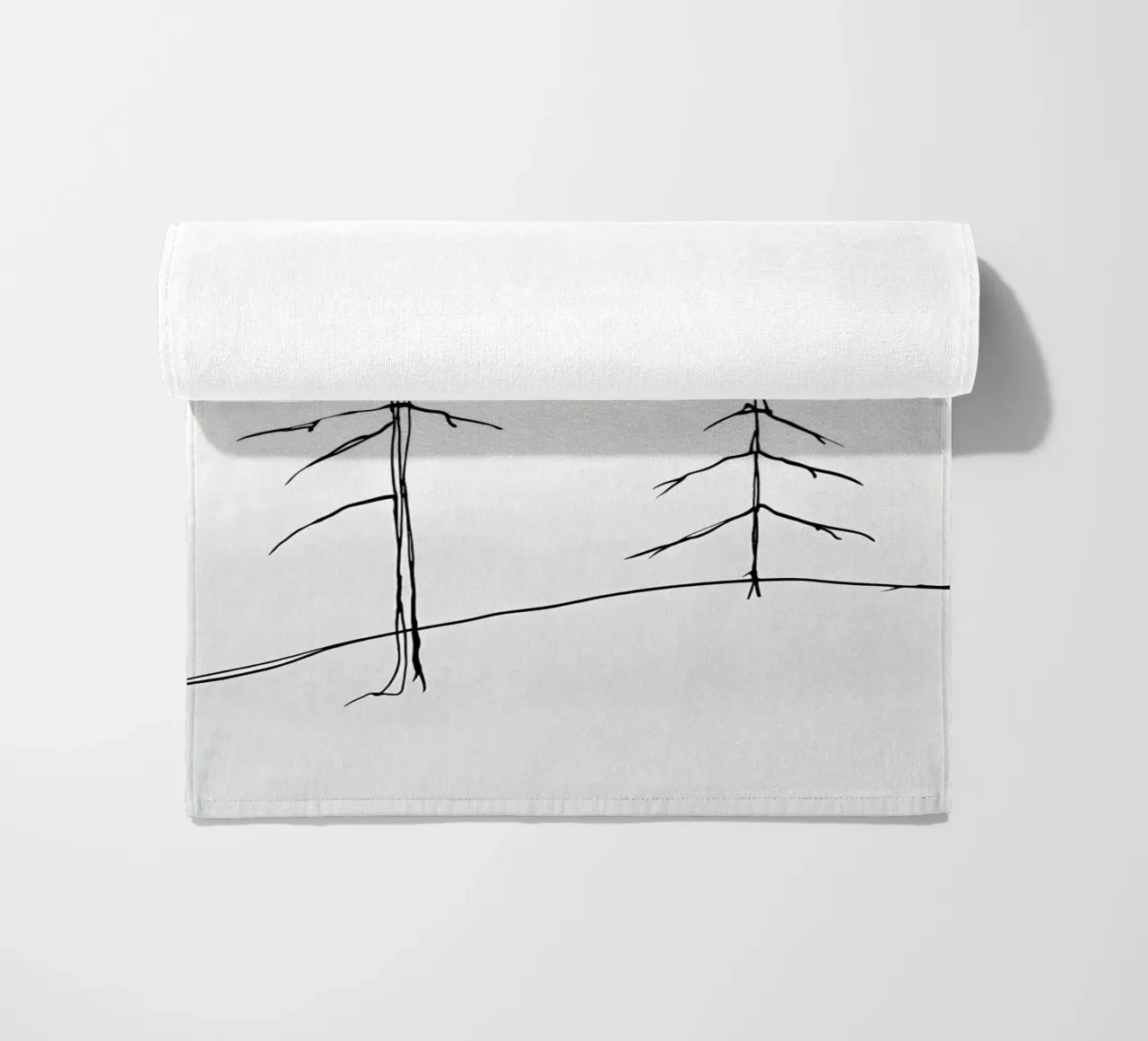 Bare Trees Minimalist Line Art Drawing beach towel by Viv Line Art