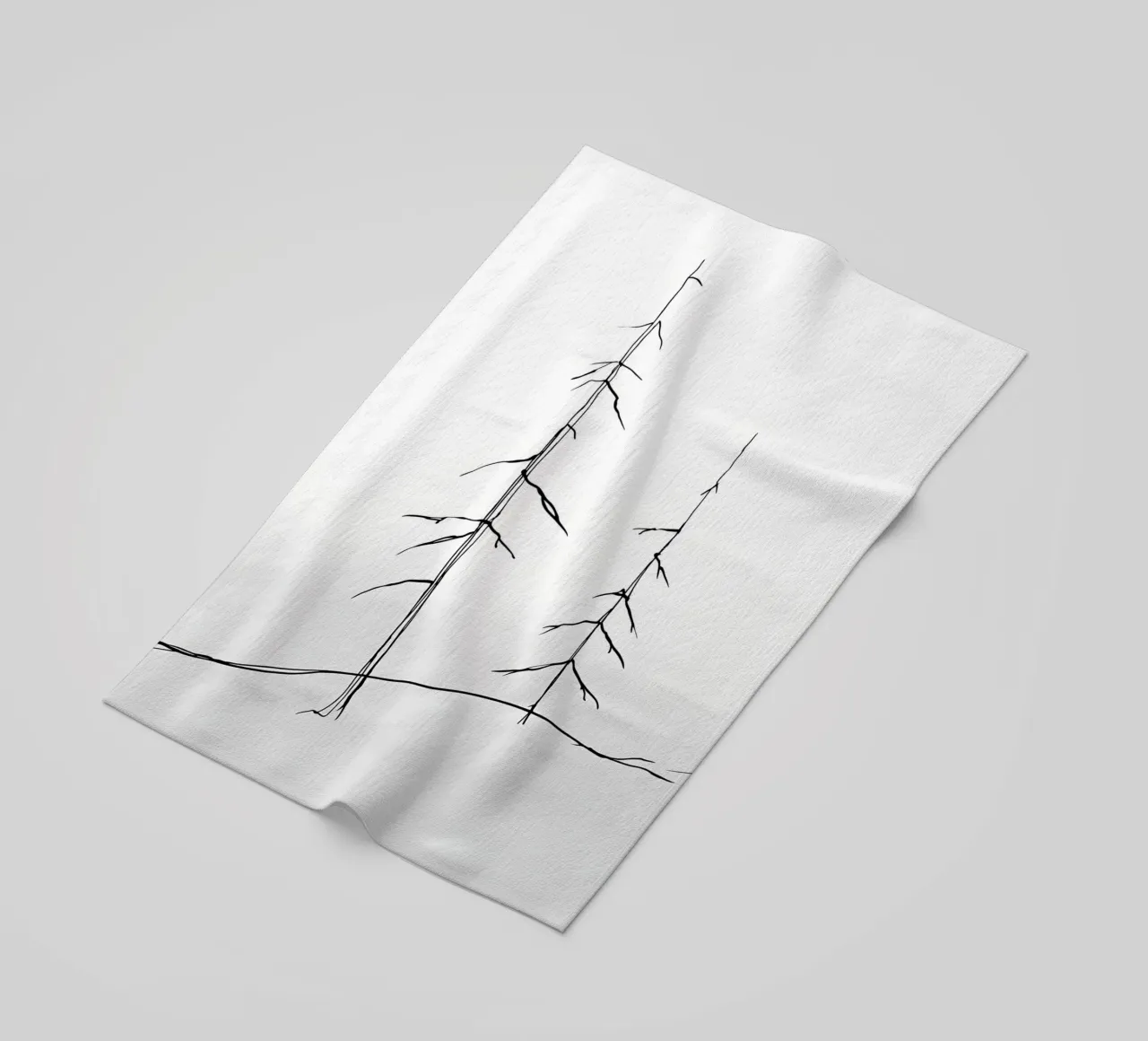 Bare Trees Minimalist Line Art Drawing beach towel by Viv Line Art