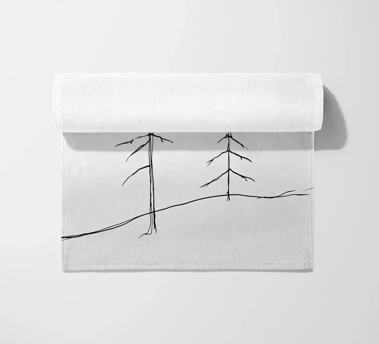 Bare Trees Minimalist Line Art Drawing beach towel by Viv Line Art