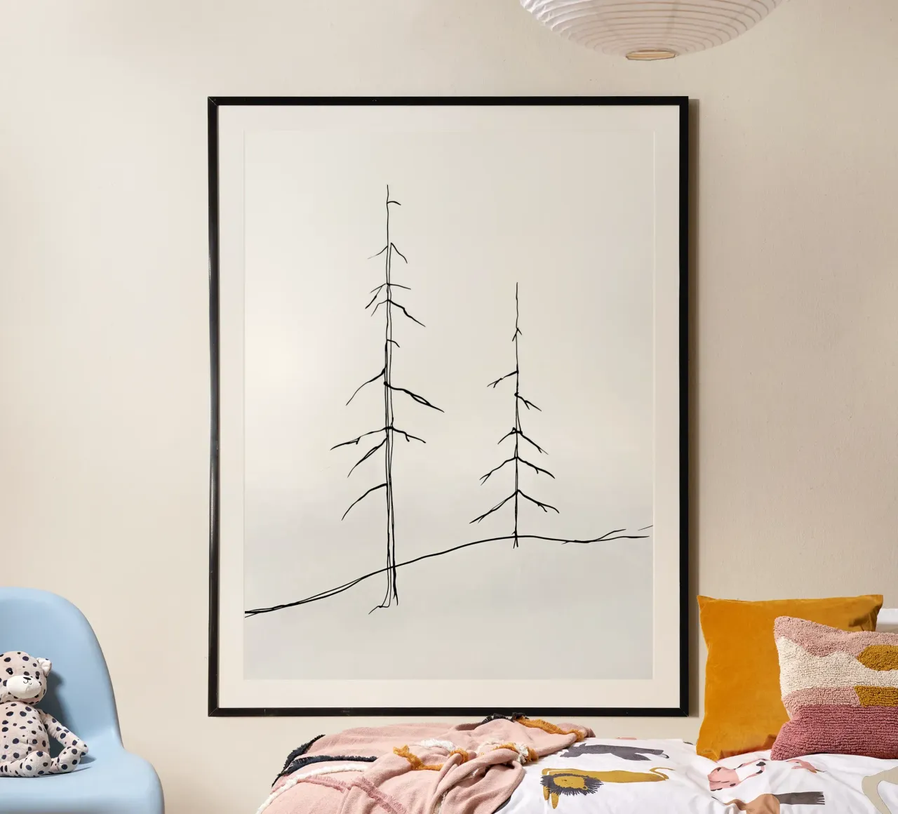 Arbres nus Dessin au trait minimaliste poster de Viv Line Art