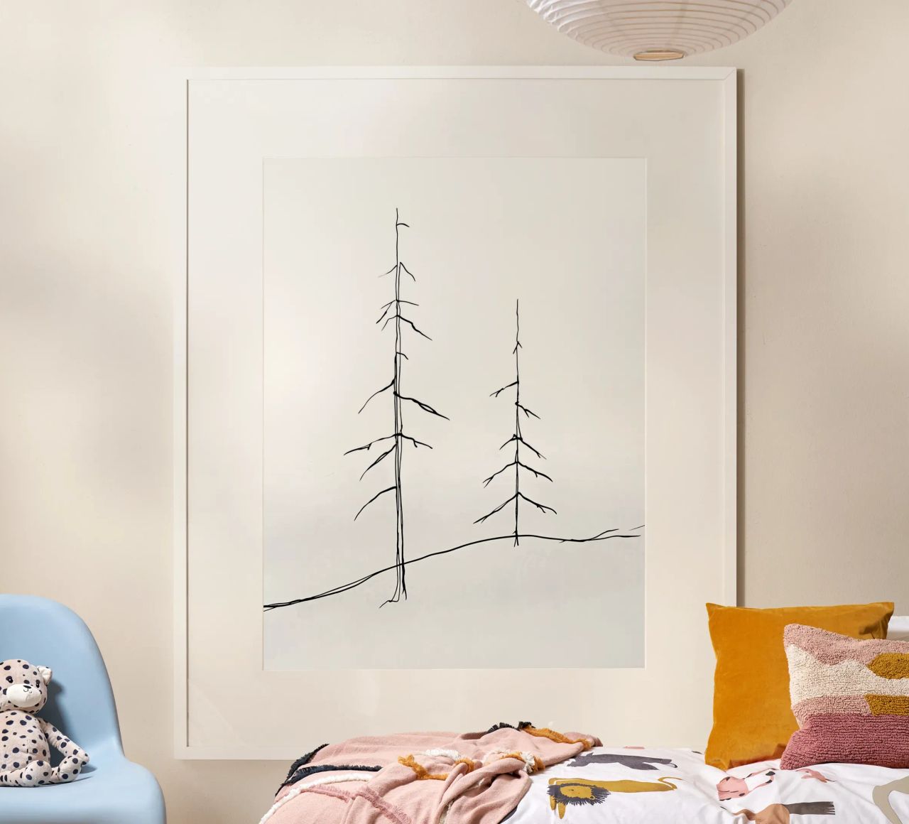 Bare Trees Minimalist Line Art Zeichnung Poster von Viv Line Art