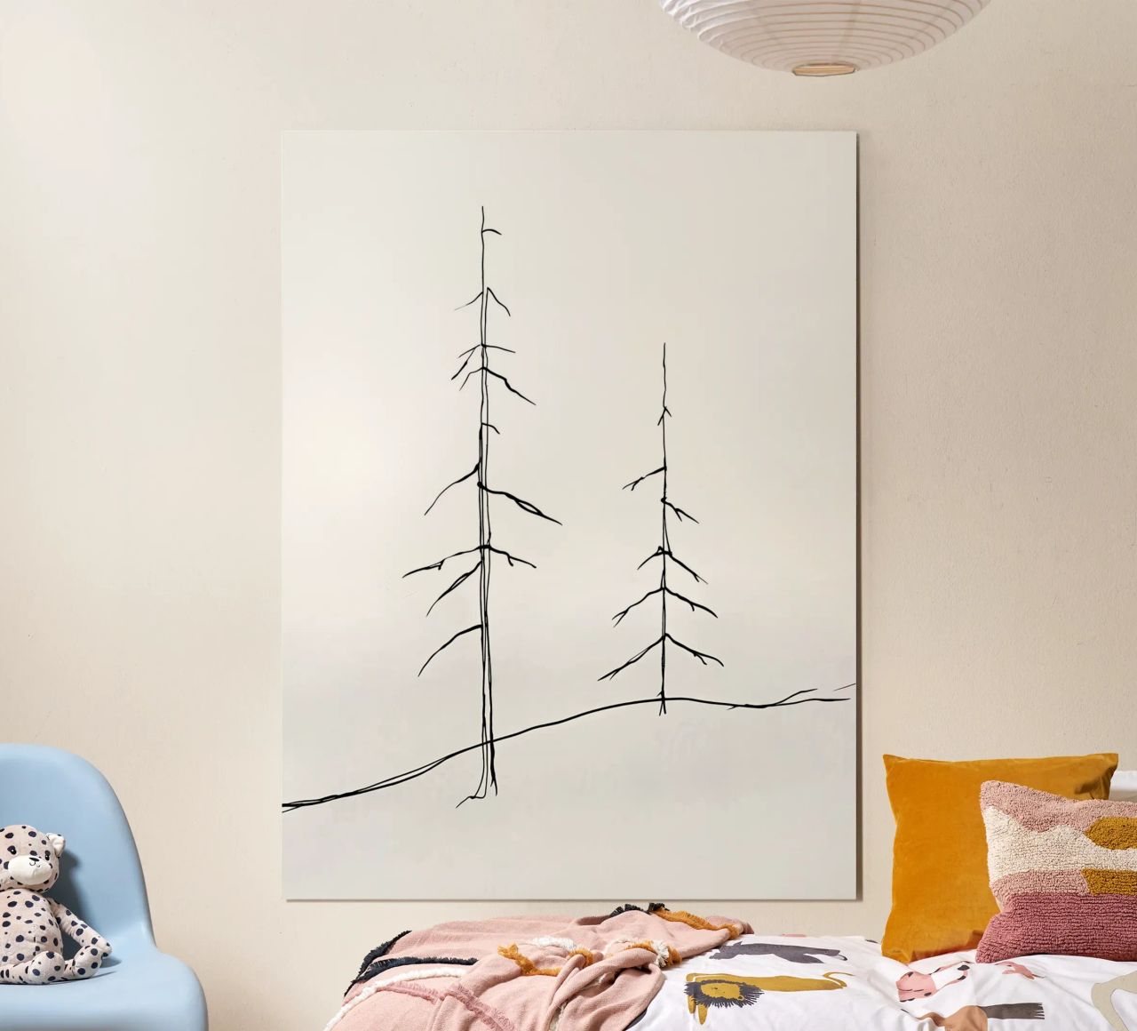 Bare Trees Minimalist Line Art Zeichnung Poster von Viv Line Art