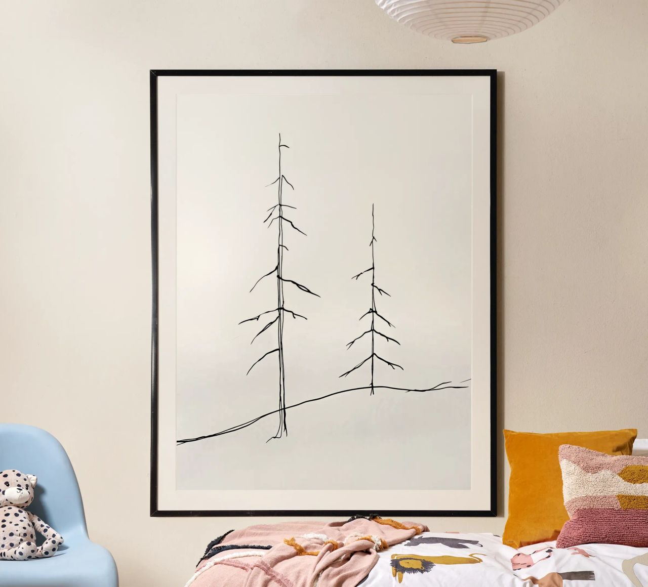 Bare Trees Minimalist Line Art Zeichnung Poster von Viv Line Art