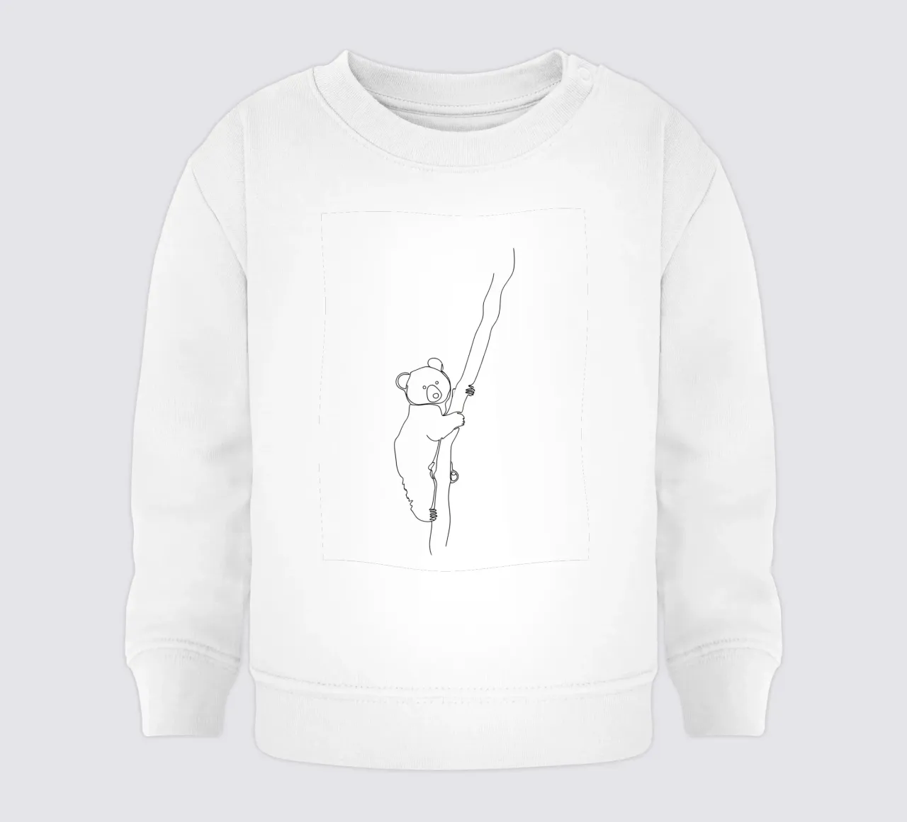 Koala trepando a un árbol Dibujo lineal minimalista sudadera de bebé de Viv Line Art