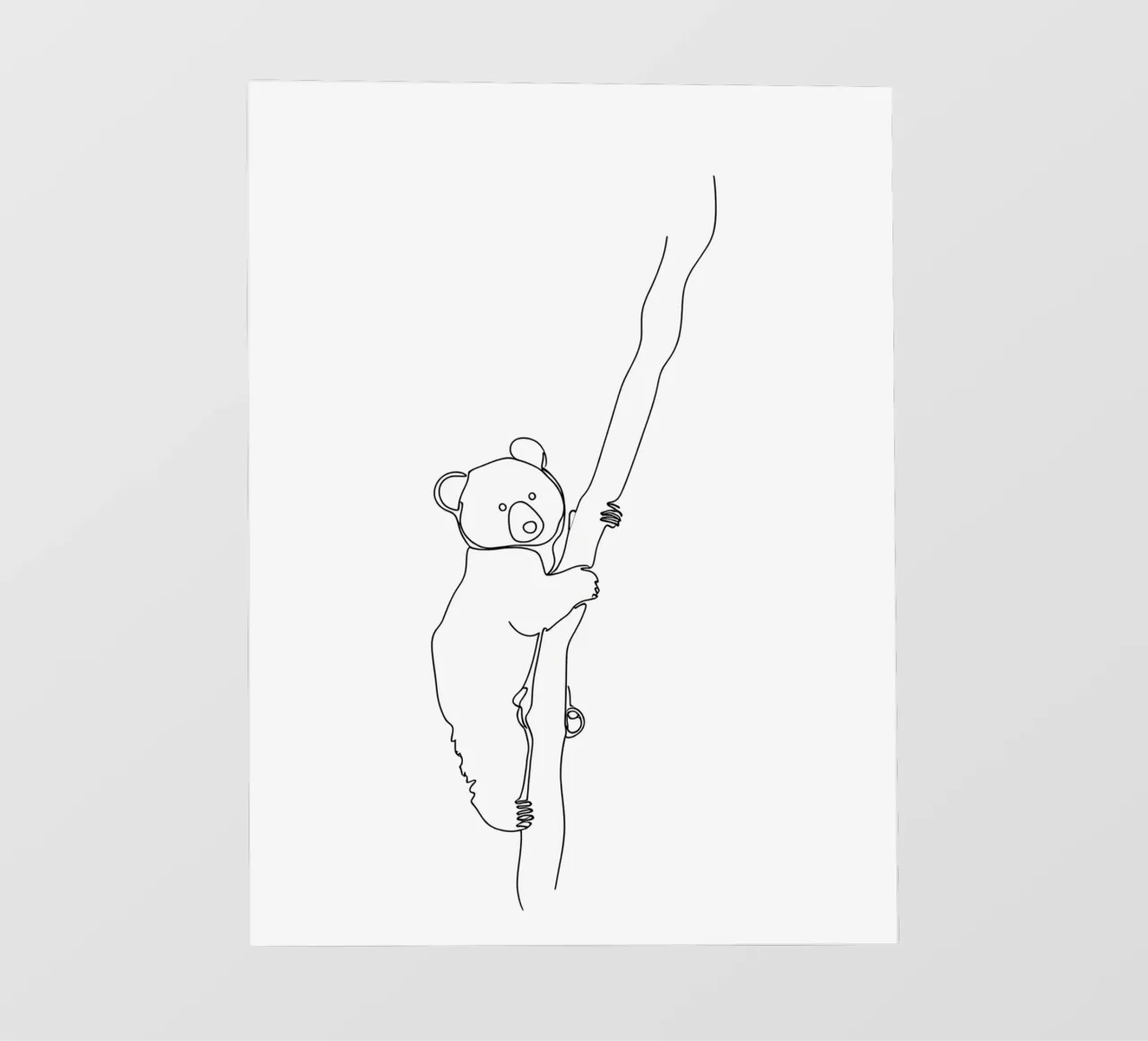 Koala trepando a un árbol Dibujo lineal minimalista lámina retroiluminada de Viv Line Art