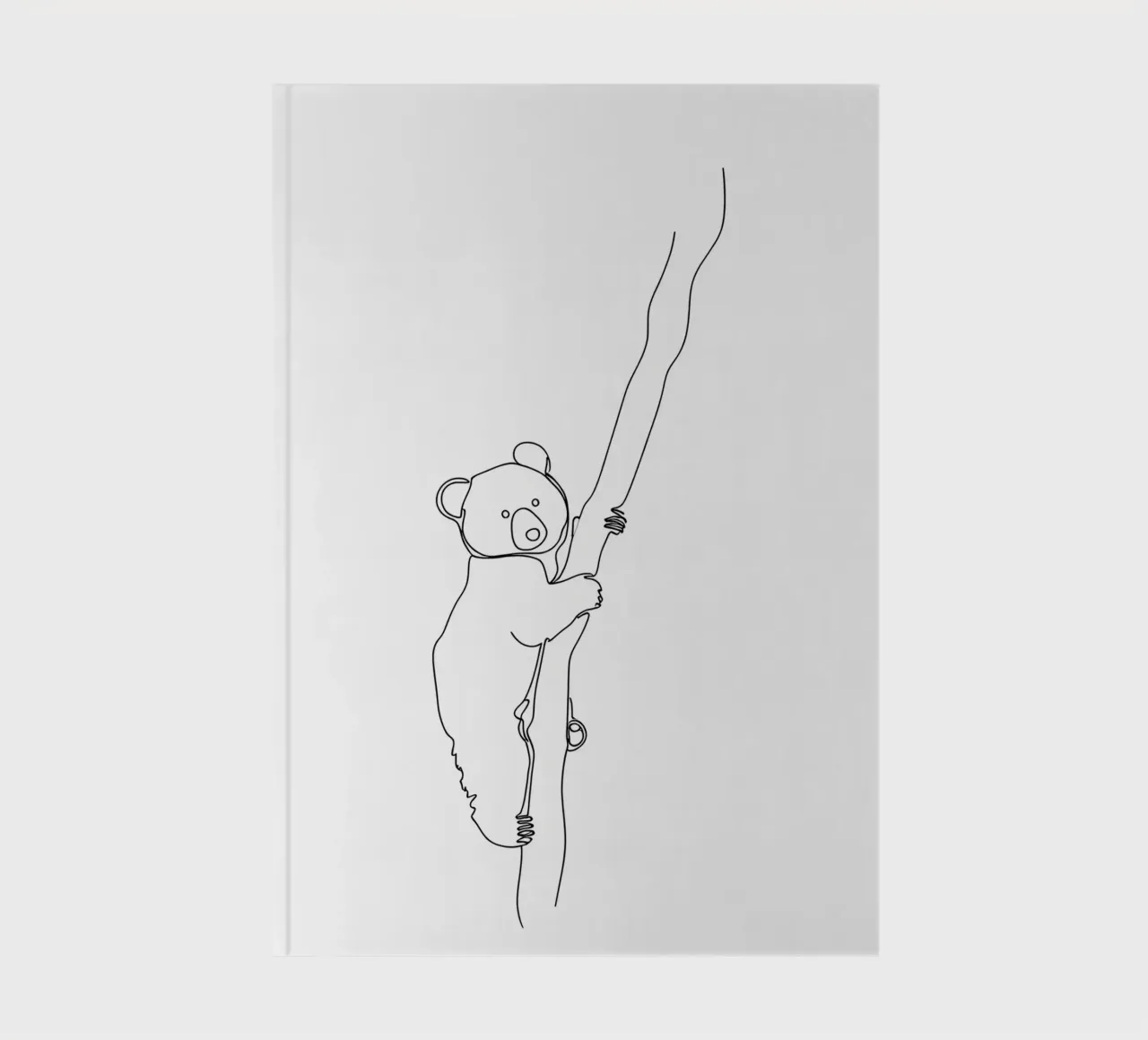 Koala Climbing Tree Minimalist Line Art Drawing notebook by Viv Line Art