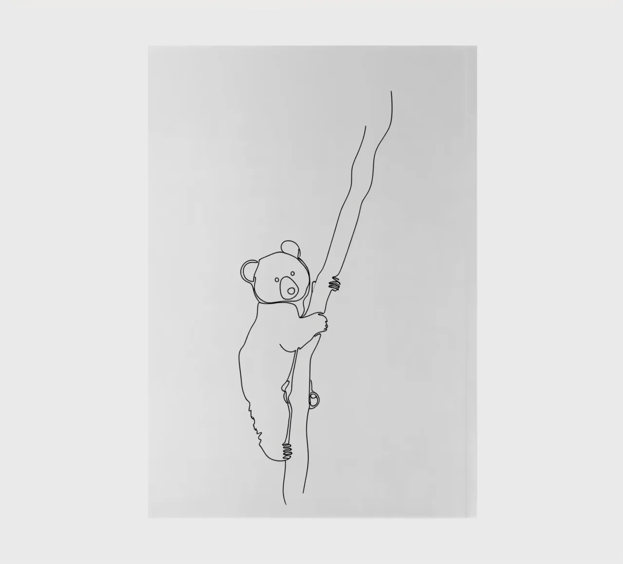 Koala Climbing Tree Minimalist Line Art Drawing notebook by Viv Line Art