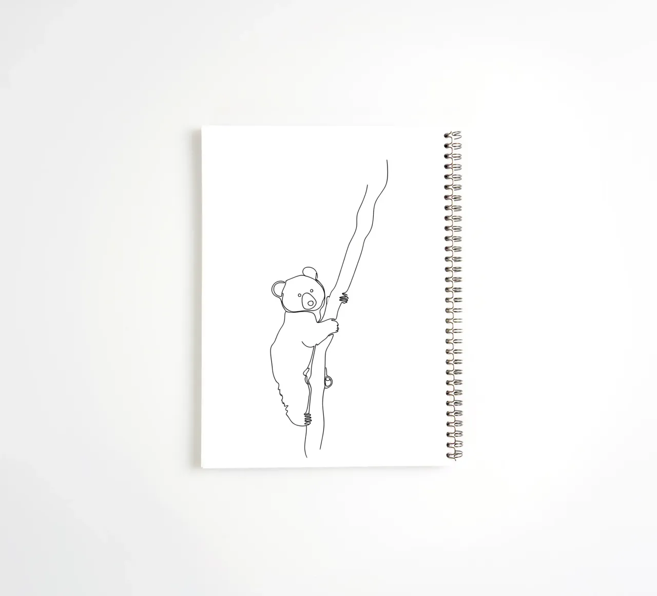 Koala Climbing Tree Minimalist Line Art Drawing spiral notebook by Viv Line Art