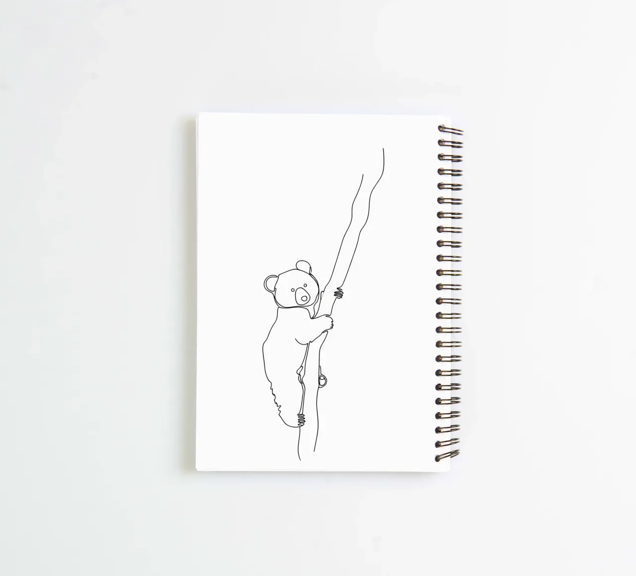 Koala Climbing Tree Minimalist Line Art Drawing spiral notebook by Viv Line Art