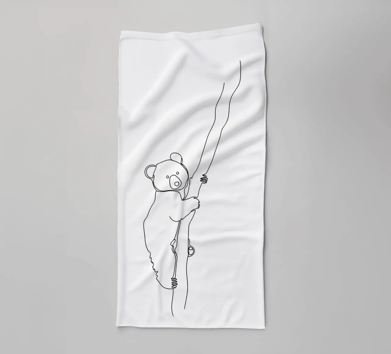 Koala Climbing Tree Minimalist Line Art Drawing towel by Viv Line Art