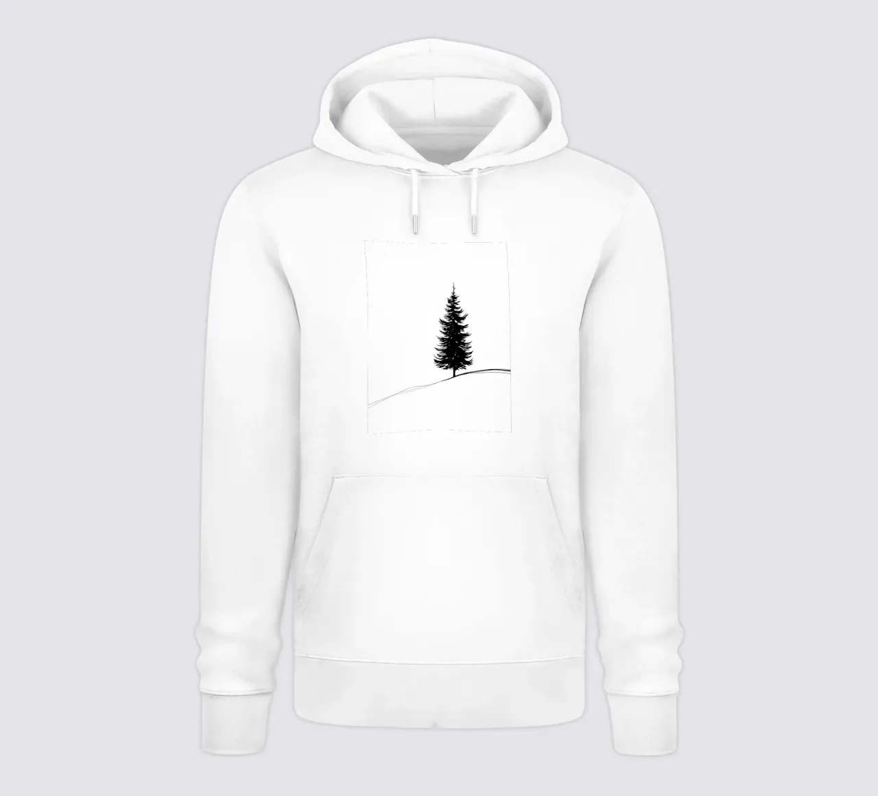 Disegno lineare minimalista di un albero di pino felpa con cappuccio da Viv Line Art