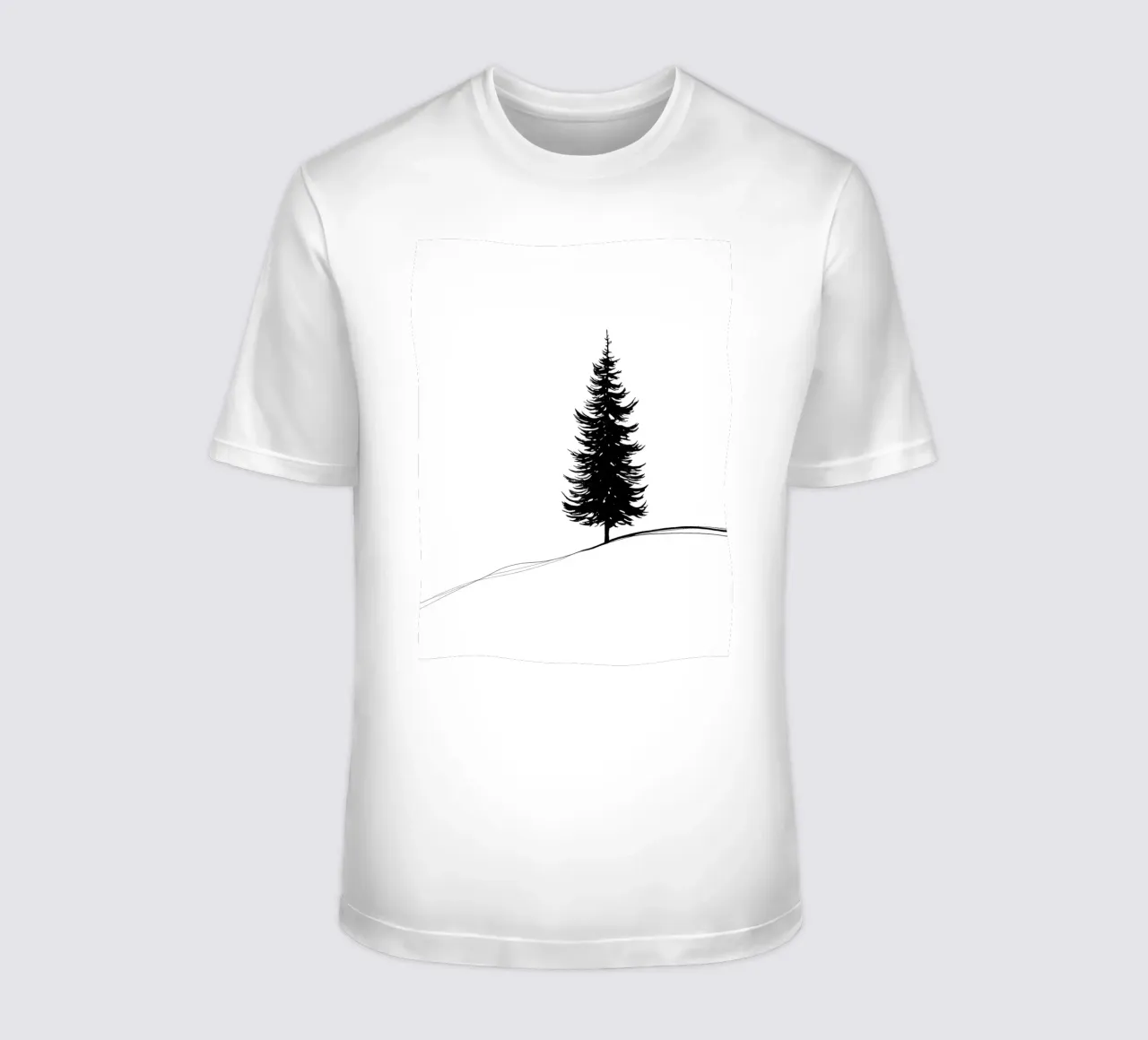 Disegno lineare minimalista di un albero di pino t-shirt da Viv Line Art