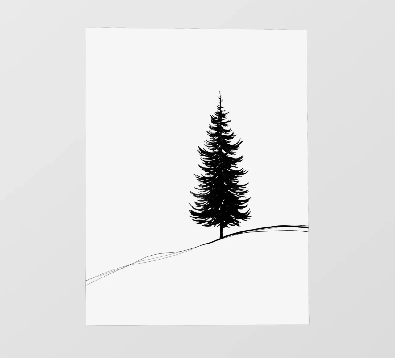 Disegno lineare minimalista di un albero di pino telo in pvc da Viv Line Art