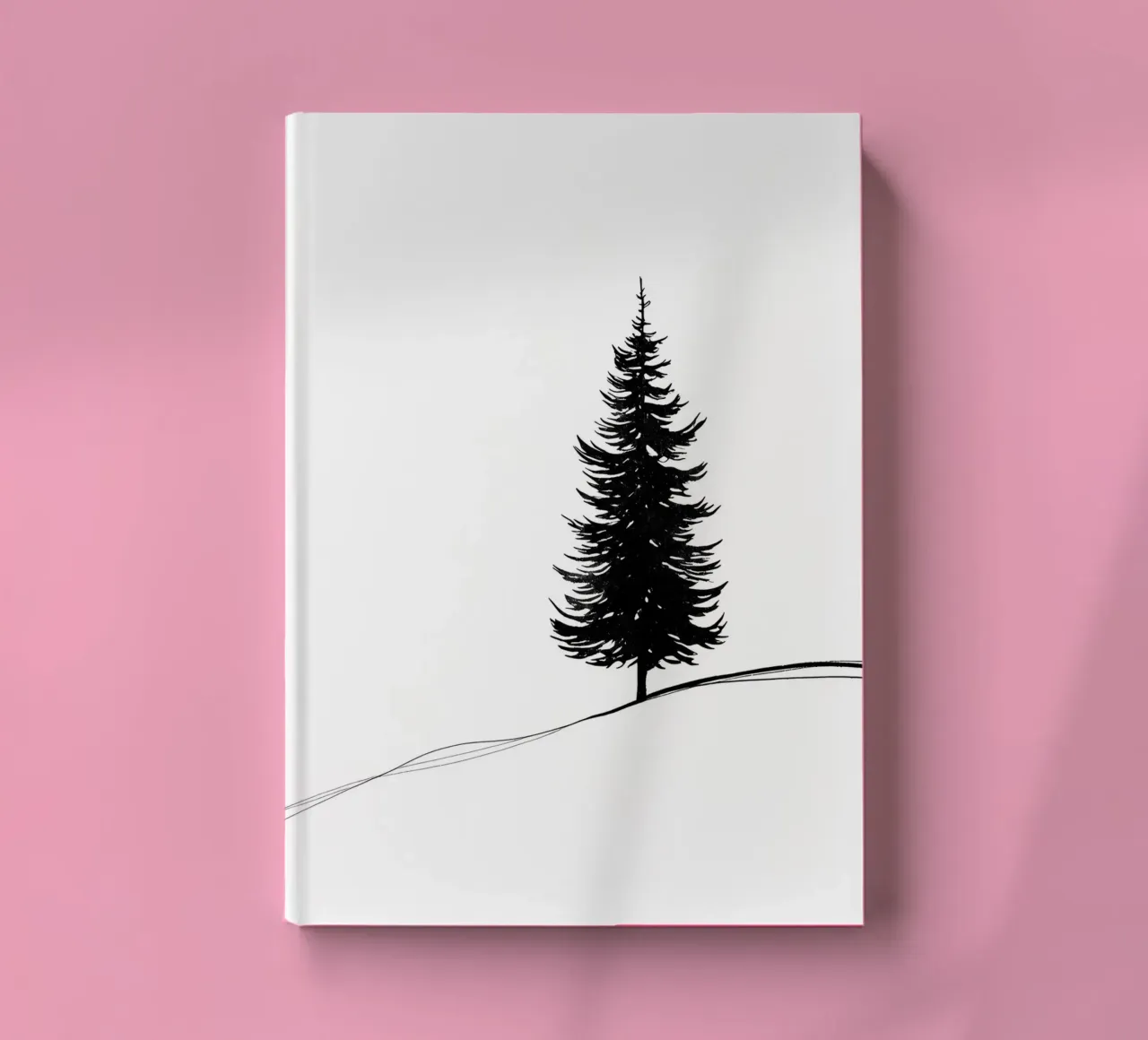 Pine Tree Minimalist Line Art Drawing notebook by Viv Line Art