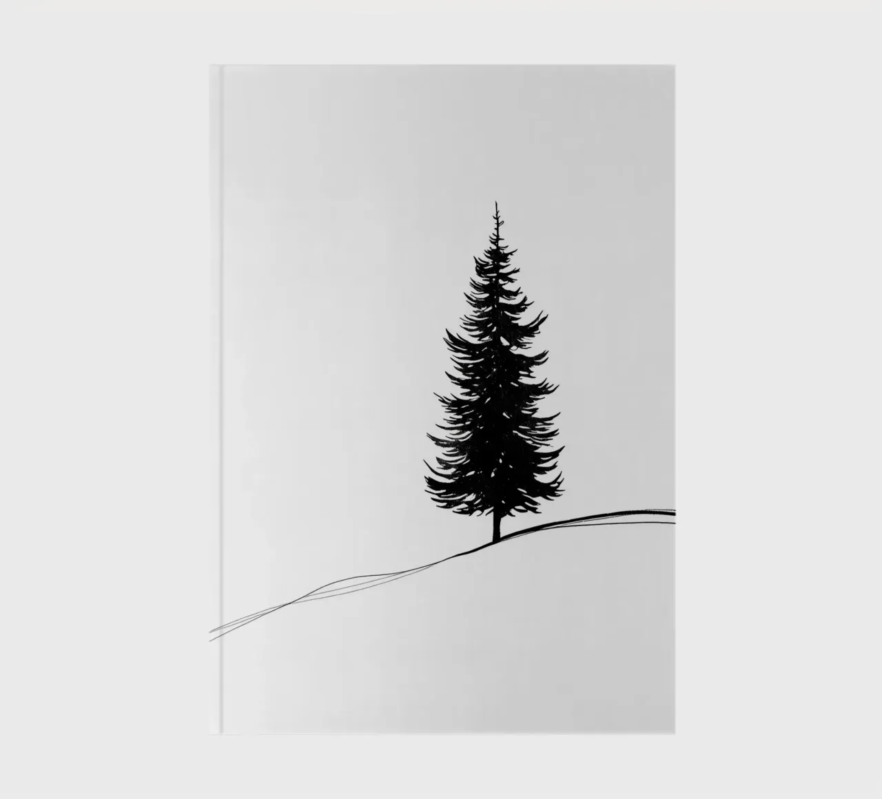 Pine Tree Minimalist Line Art Drawing notebook by Viv Line Art