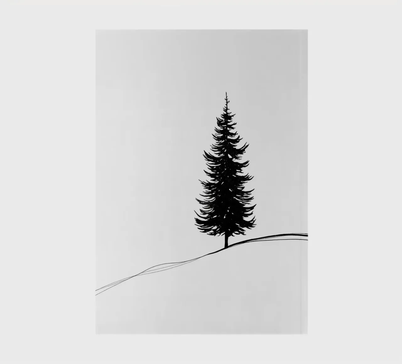 Pine Tree Minimalist Line Art Drawing notebook by Viv Line Art