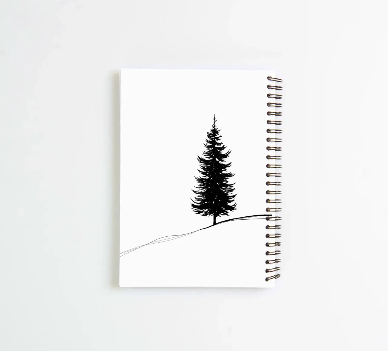 Pine Tree Minimalist Line Art Drawing spiral notebook by Viv Line Art