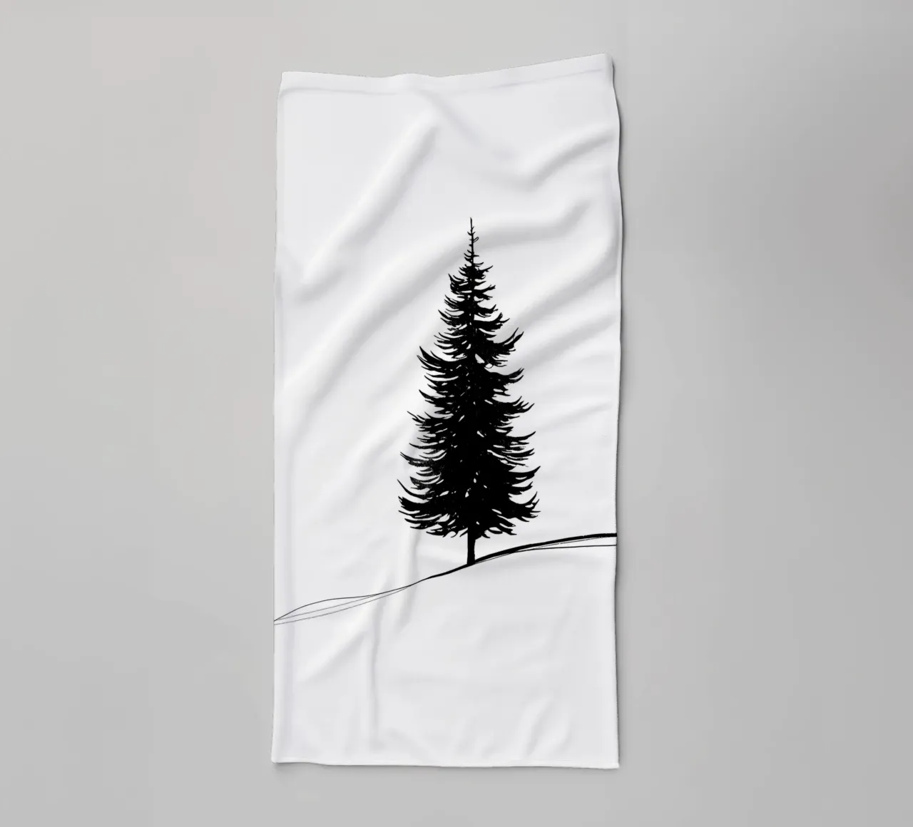 Pine Tree Minimalist Line Art Drawing towel by Viv Line Art