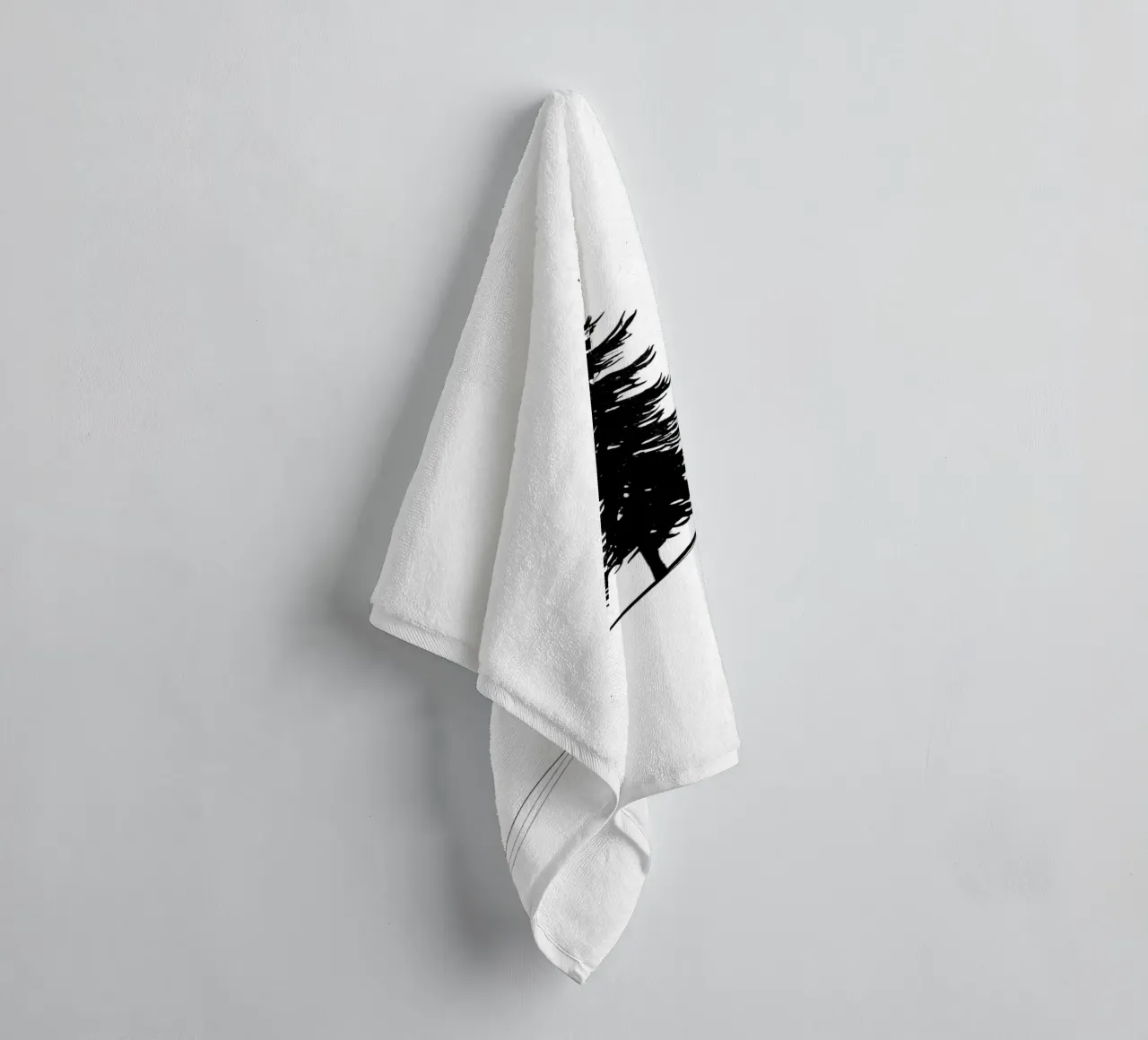 Pine Tree Minimalist Line Art Drawing towel by Viv Line Art