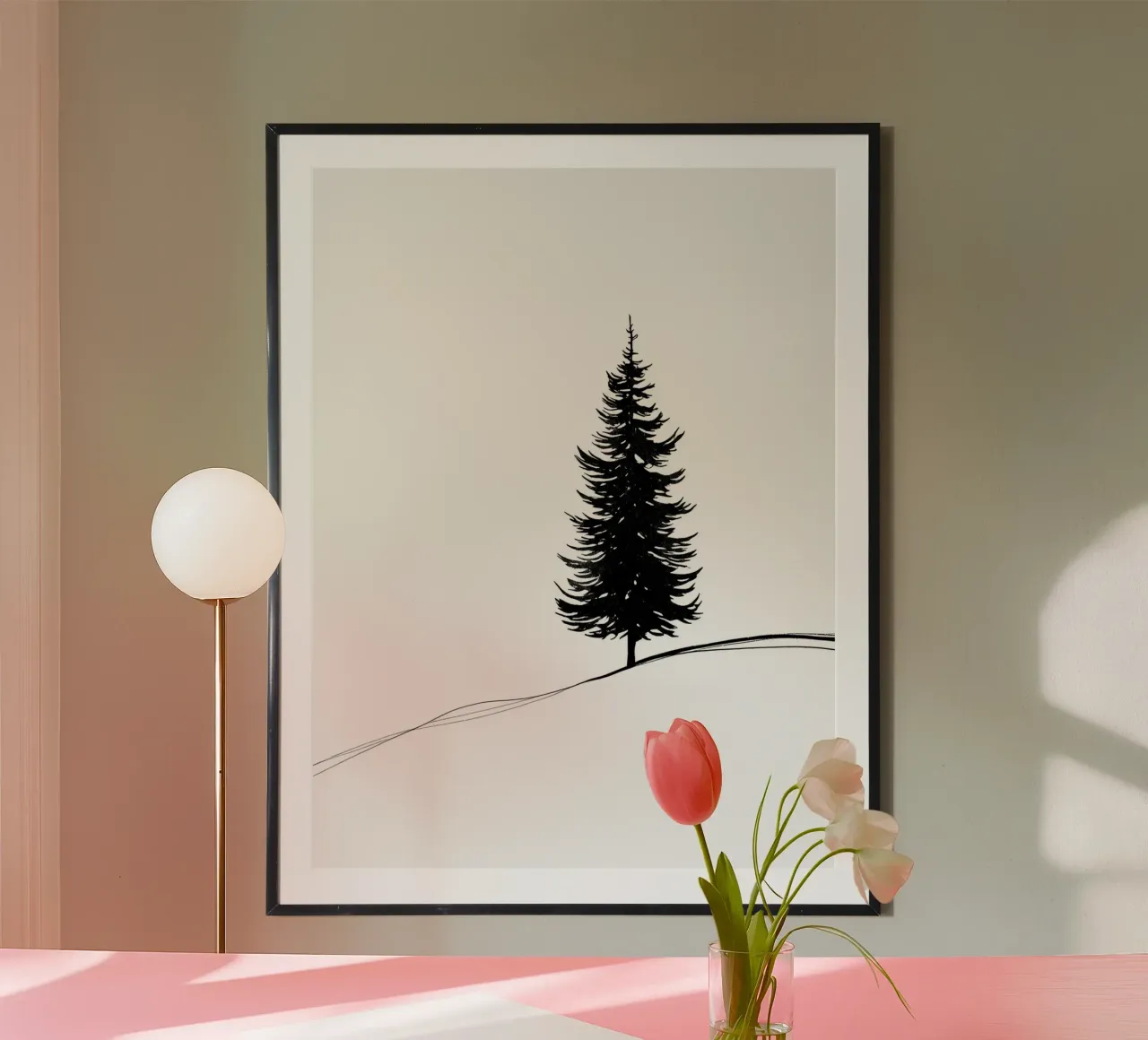 Pine Tree Minimalist Line Art Drawing hahnemühle by Viv Line Art
