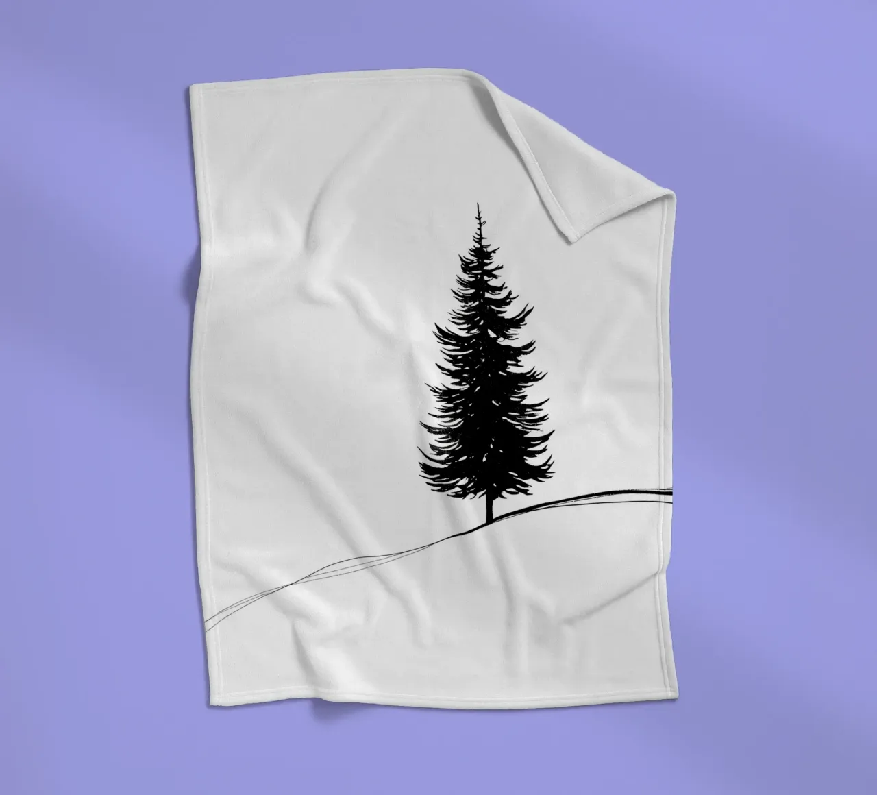 Disegno lineare minimalista di un albero di pino coperta in pile da Viv Line Art