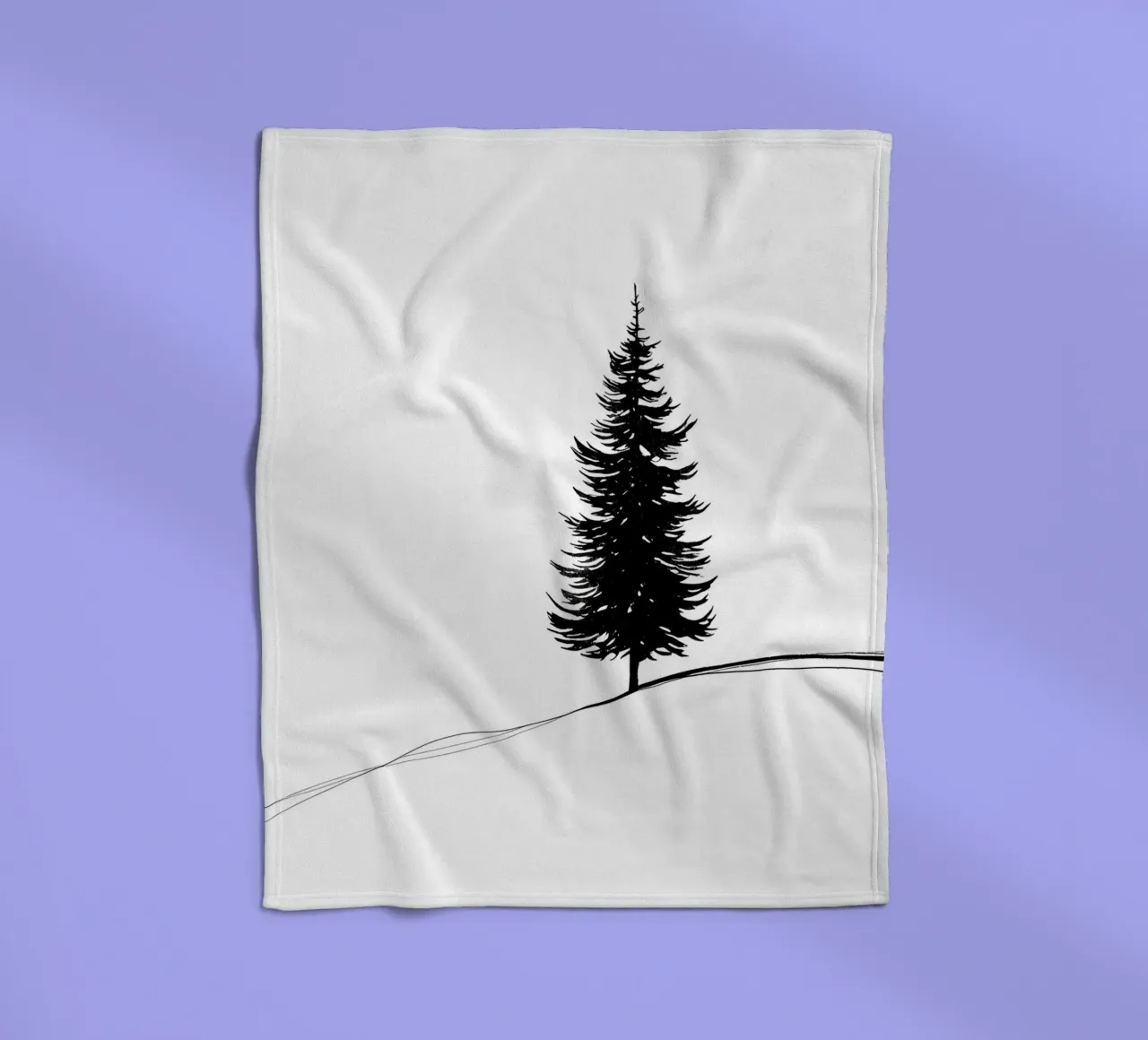 Disegno lineare minimalista di un albero di pino coperta in pile da Viv Line Art