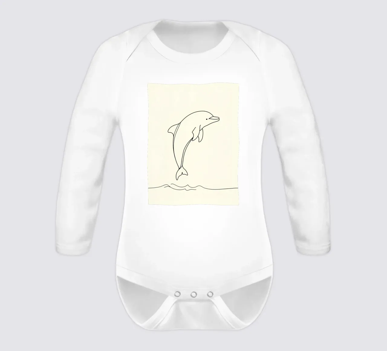 Dolphin Jumping Minimalist Line Art Drawing long-sleeve baby romper by Viv Line Art