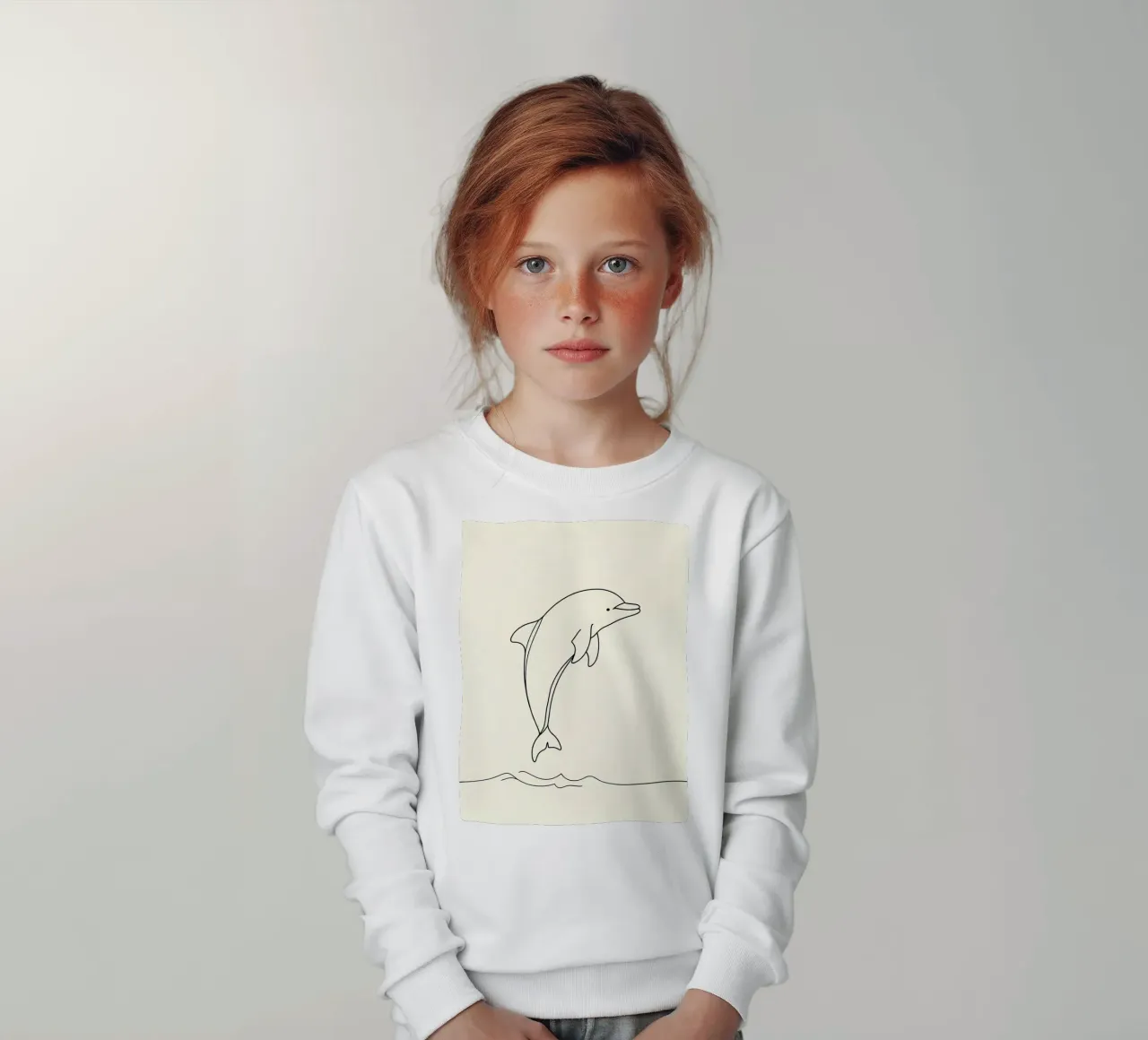 Delphin Springen Minimalist Line Art Zeichnung Kinder Sweatshirt von Viv Line Art