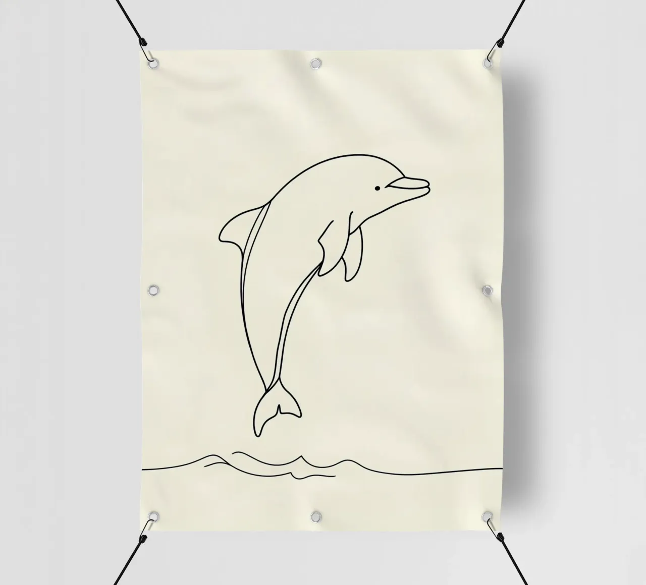 Delphin Springen Minimalist Line Art Zeichnung PVC Plane von Viv Line Art