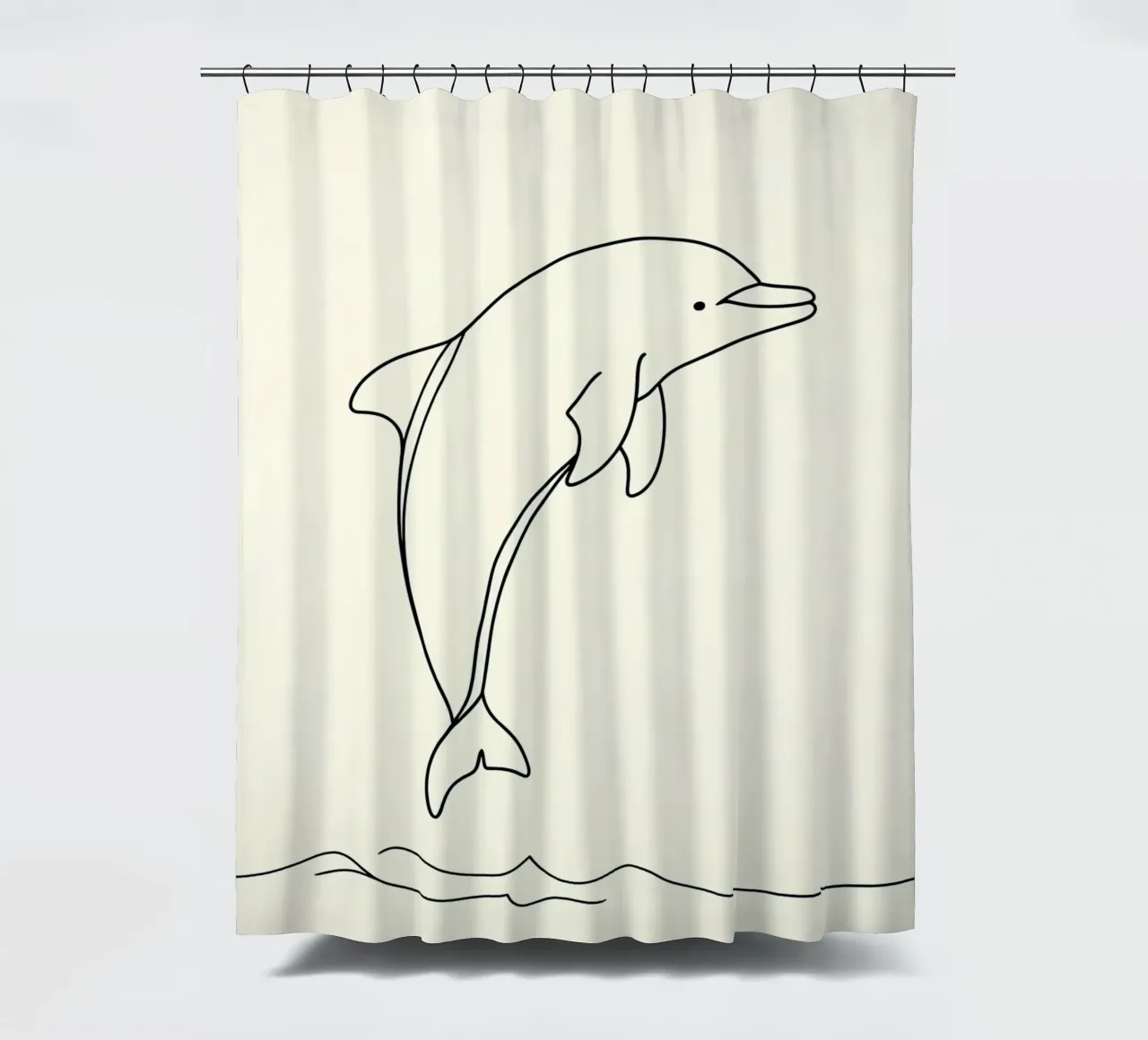 Delphin Springen Minimalist Line Art Zeichnung Duschvorhang von Viv Line Art