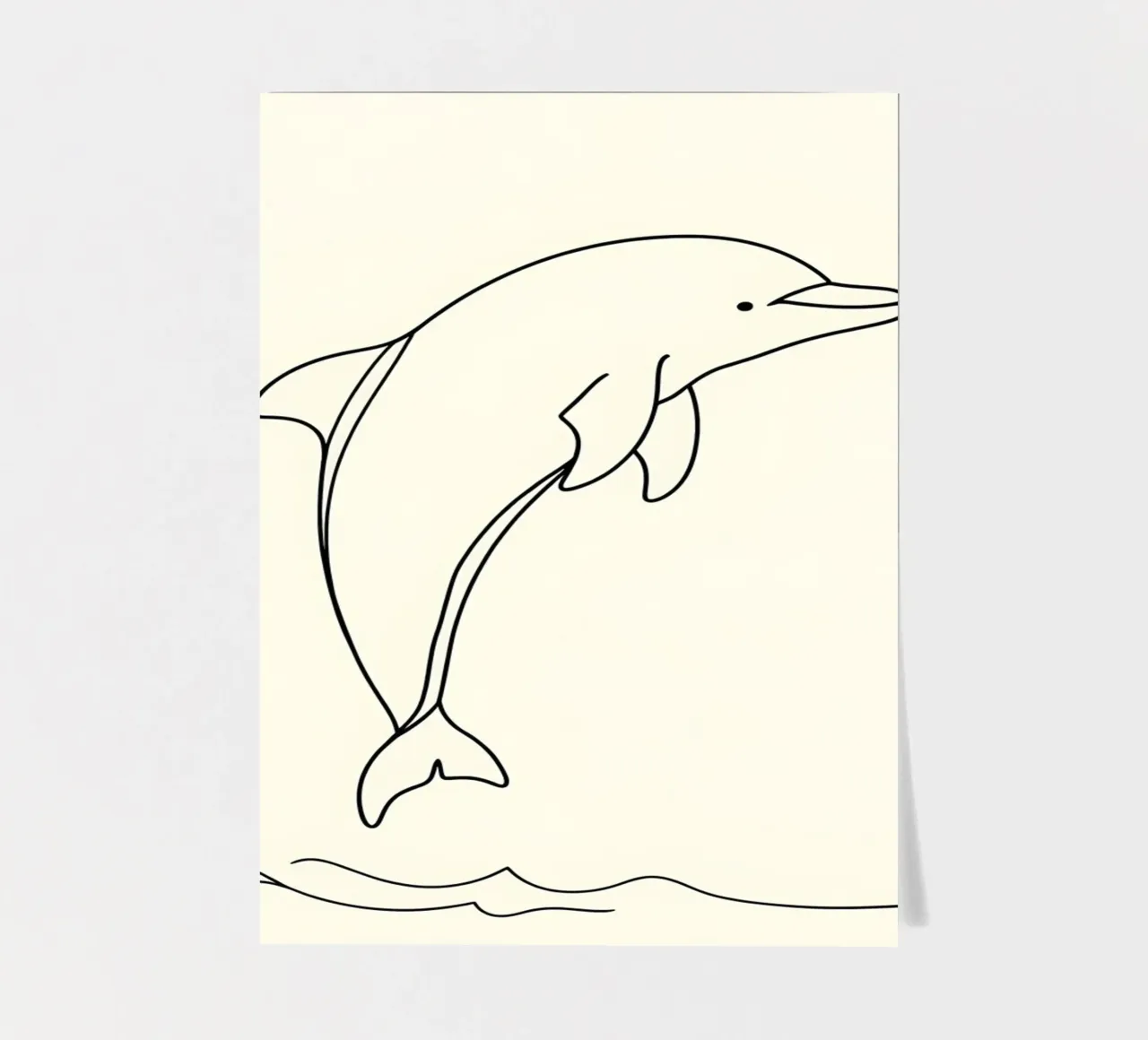 Delphin Springen Minimalist Line Art Zeichnung Stickerbogen von Viv Line Art