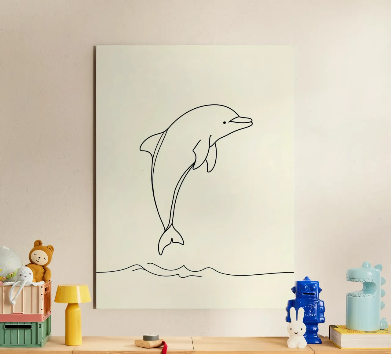 Delphin Springen Minimalist Line Art Zeichnung Alu-Dibond von Viv Line Art
