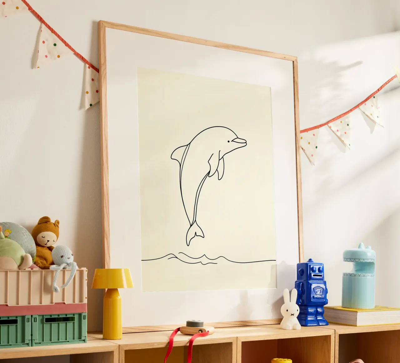 Delphin Springen Minimalist Line Art Zeichnung Hahnemühle von Viv Line Art