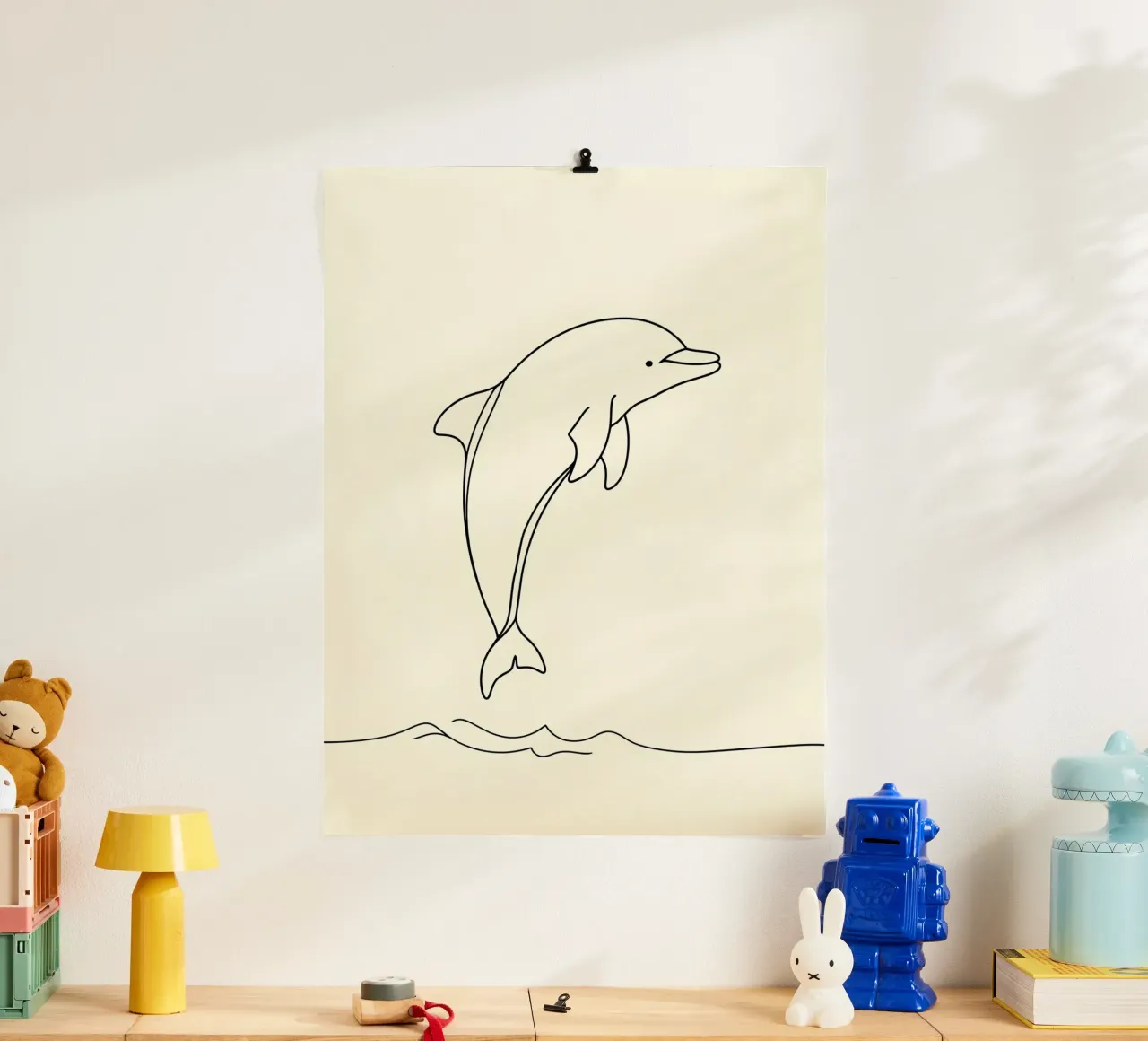 Delphin Springen Minimalist Line Art Zeichnung Hahnemühle von Viv Line Art