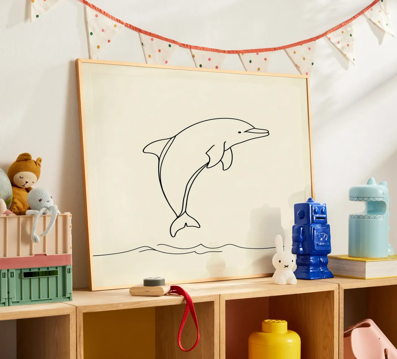 Delphin Springen Minimalist Line Art Zeichnung Hahnemühle von Viv Line Art