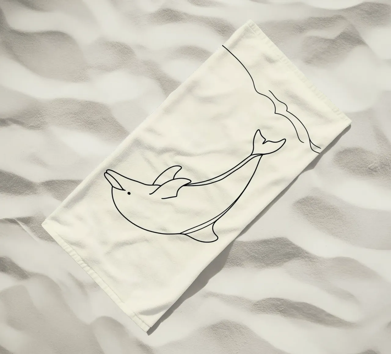 Delphin Springen Minimalist Line Art Zeichnung Strandtuch von Viv Line Art
