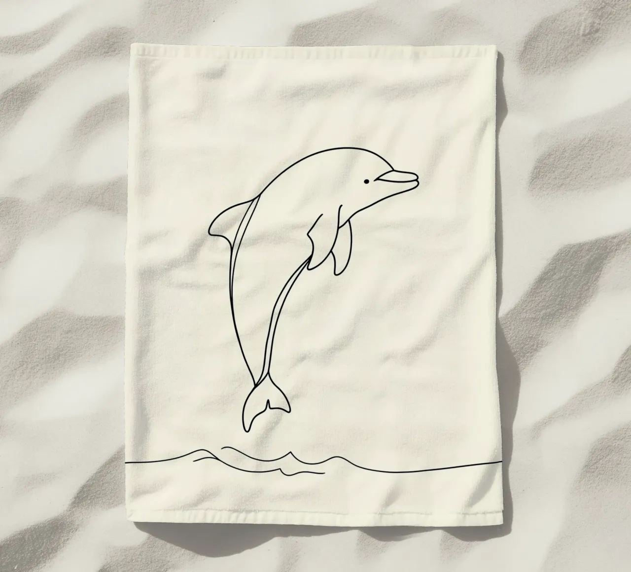 Delphin Springen Minimalist Line Art Zeichnung Strandtuch von Viv Line Art