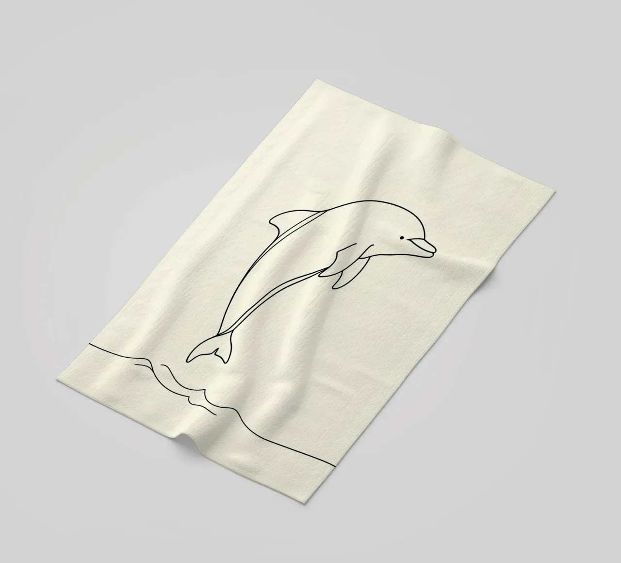 Delphin Springen Minimalist Line Art Zeichnung Strandtuch von Viv Line Art
