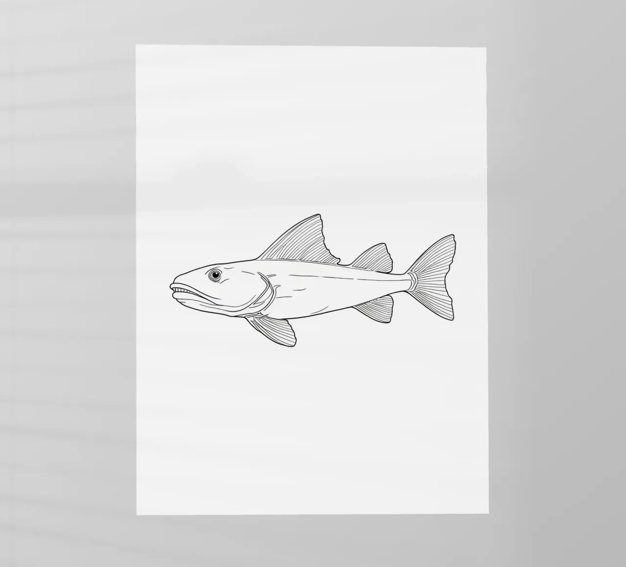Fisch Minimalist Line Art Zeichnung Backlit Folie von Viv Line Art