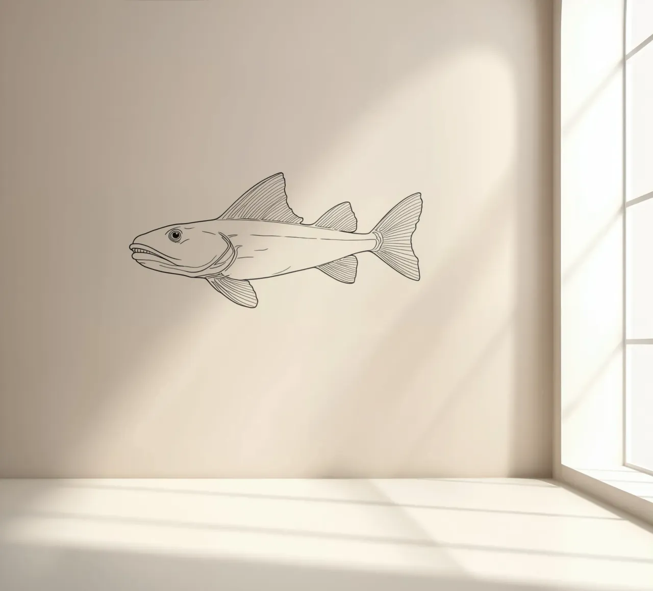 Fisch Minimalist Line Art Zeichnung Fototapete von Viv Line Art