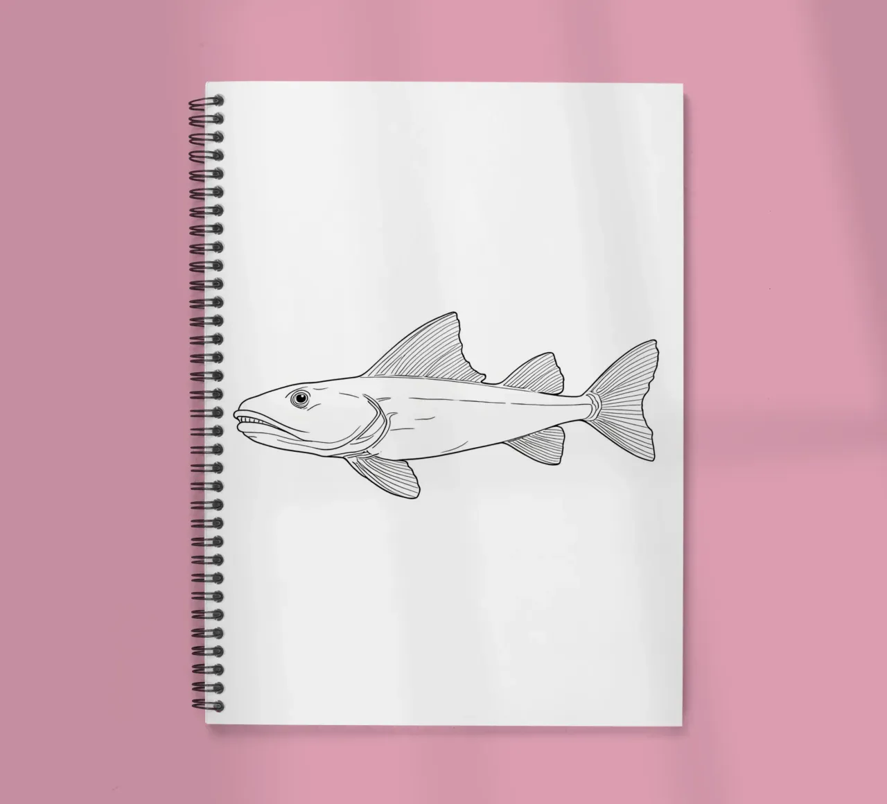 Fisch Minimalist Line Art Zeichnung Ringbuch von Viv Line Art