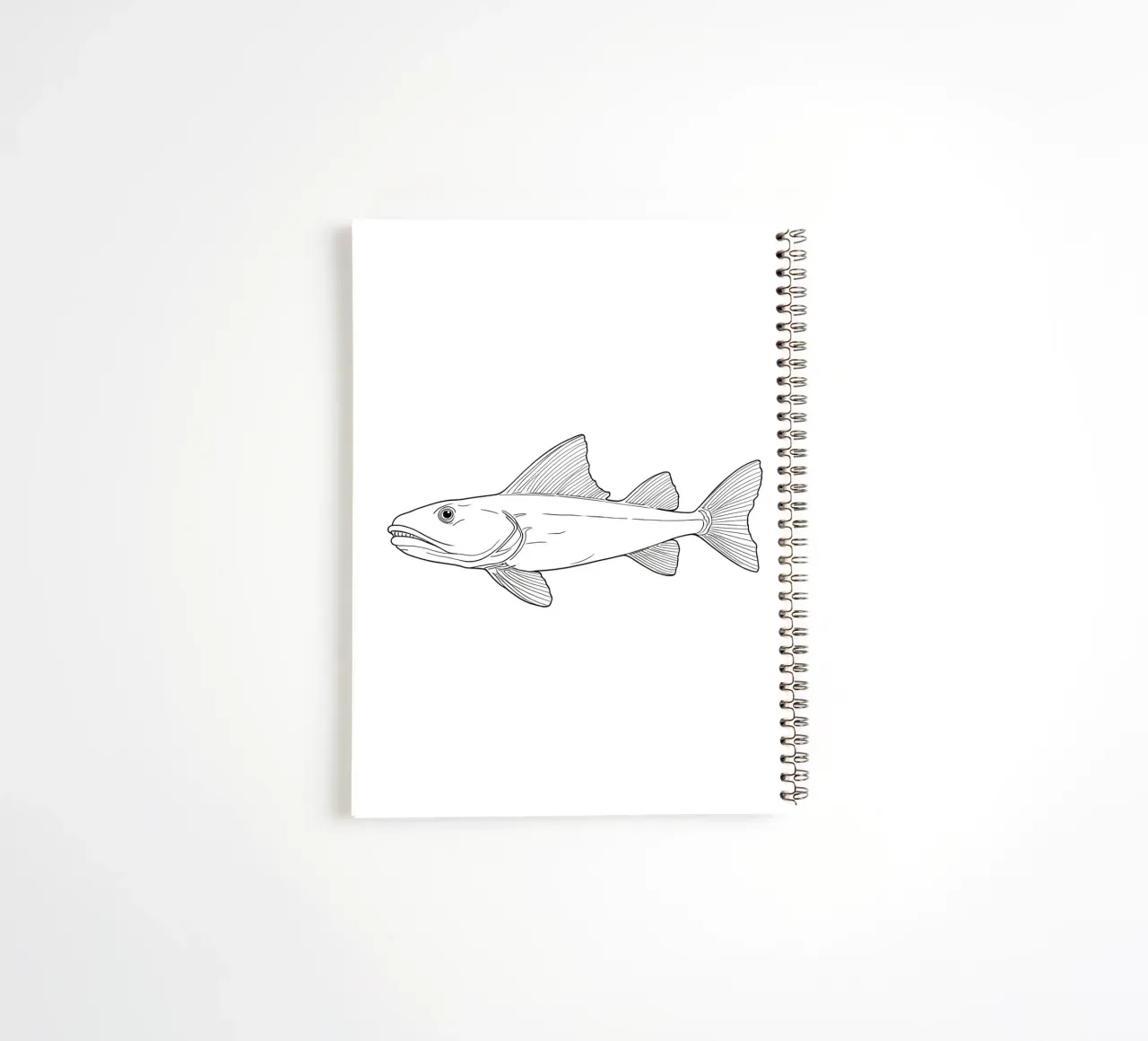 Fisch Minimalist Line Art Zeichnung Ringbuch von Viv Line Art