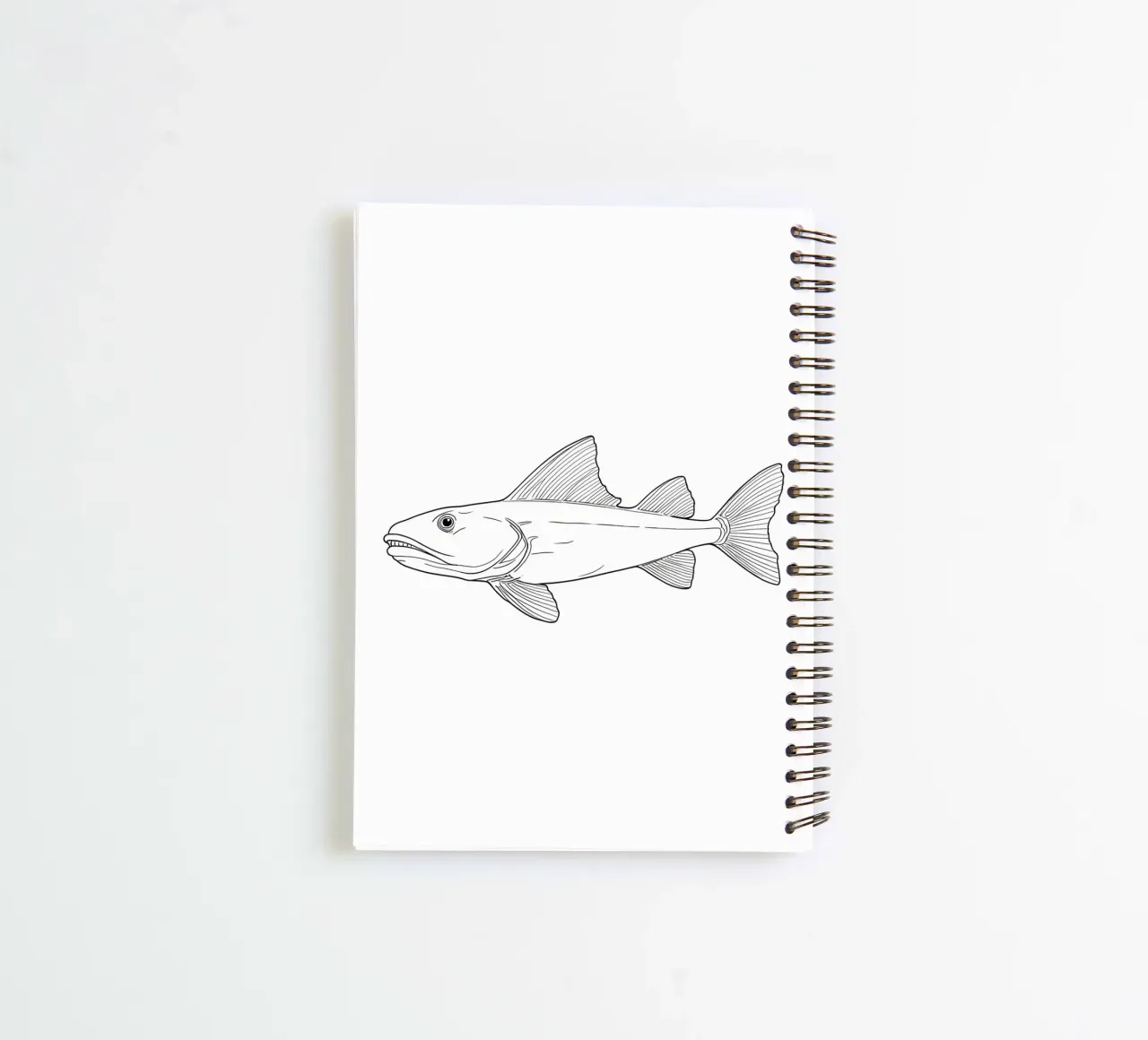 Fisch Minimalist Line Art Zeichnung Ringbuch von Viv Line Art