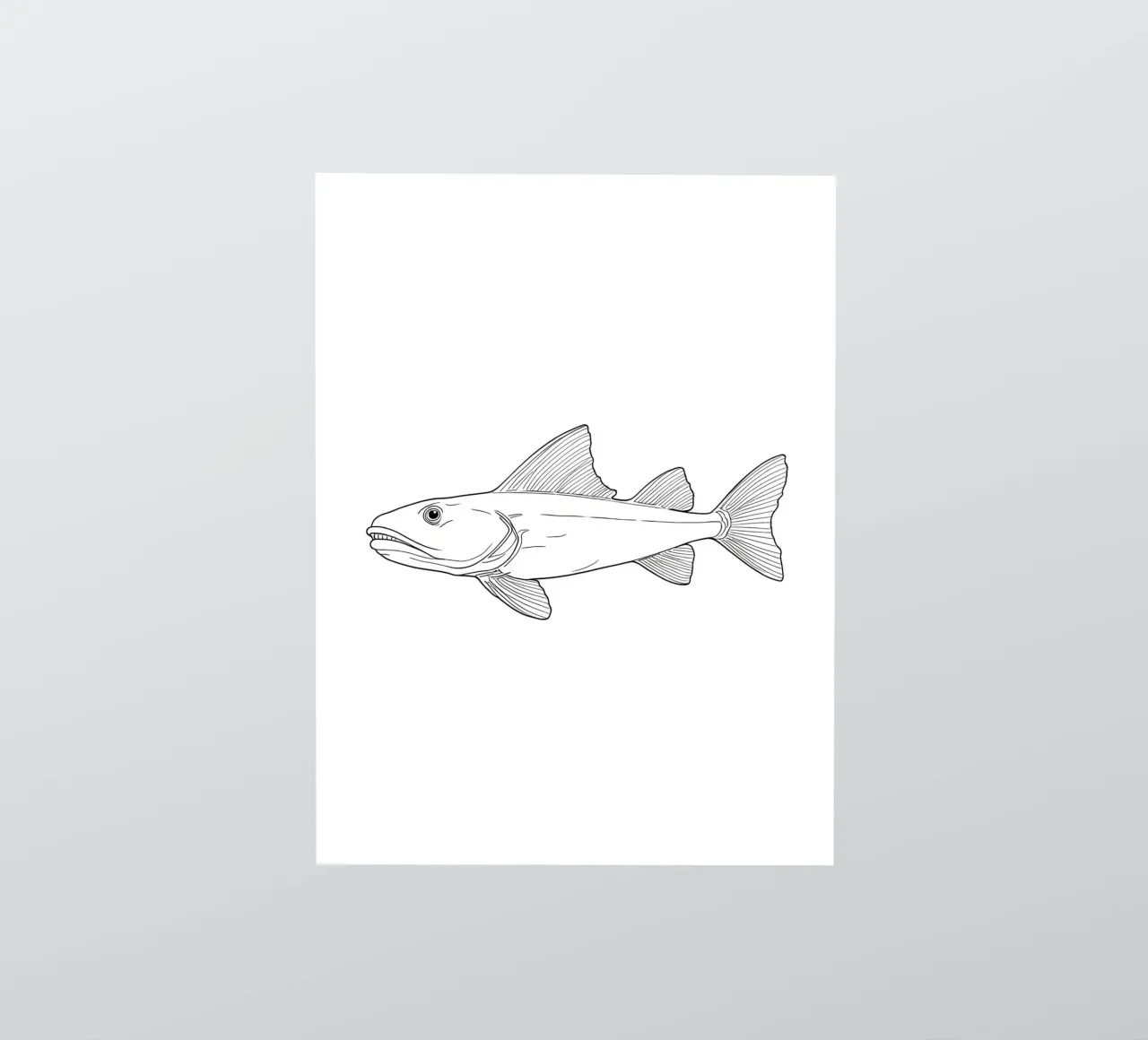 Pesce Disegno lineare minimalista adesivo da Viv Line Art
