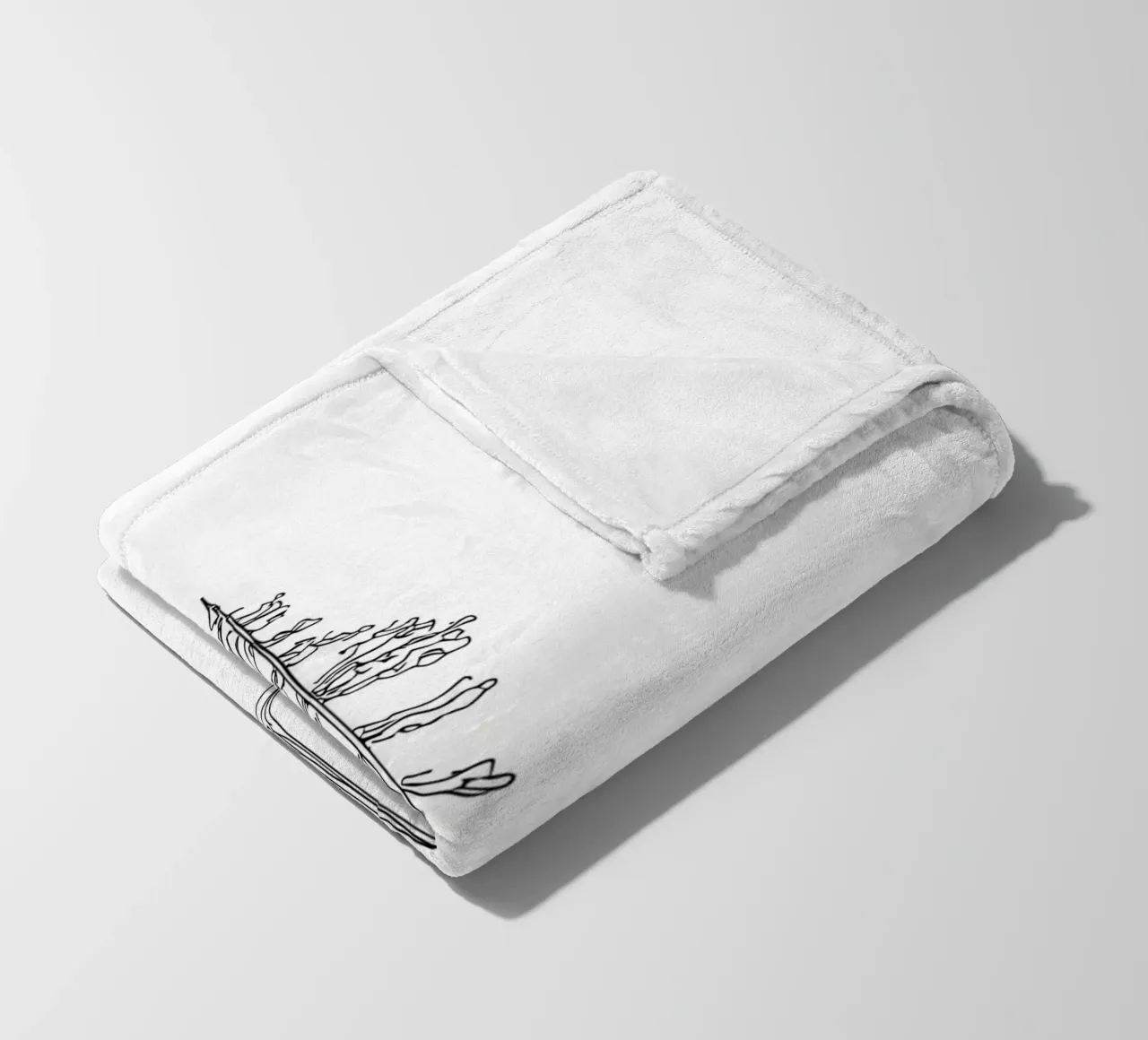 Single Pine Tree Minimalist Line Art Drawing fleece blanket by Viv Line Art