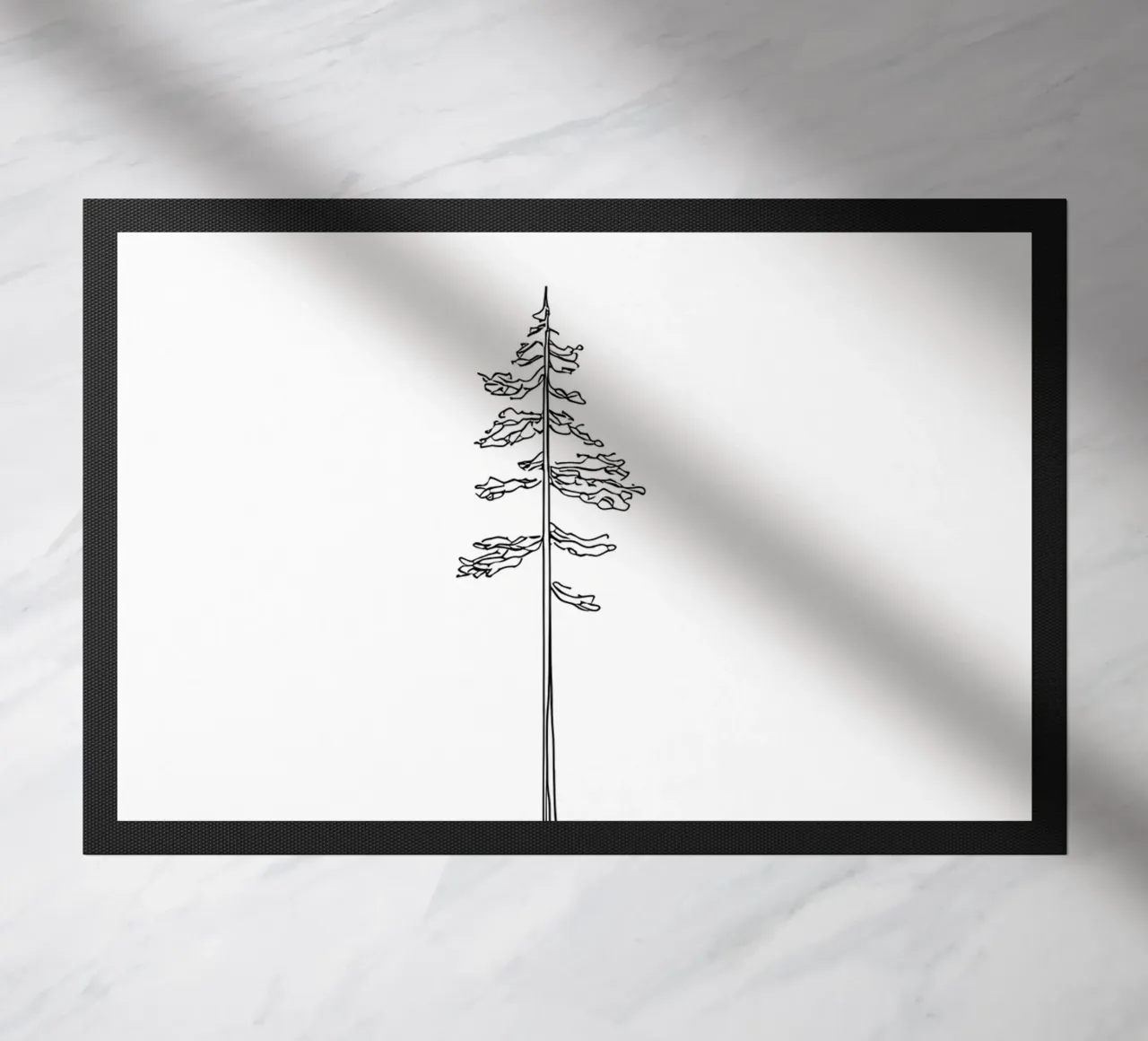 Single Pine Tree Minimalist Line Art Drawing doormat by Viv Line Art