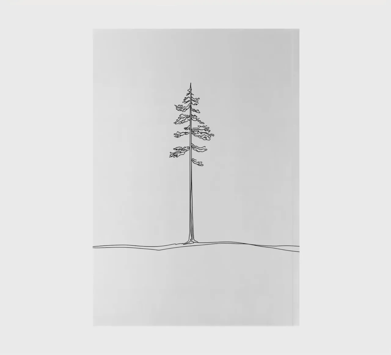 Single Pine Tree Minimalist Line Art Drawing notebook by Viv Line Art